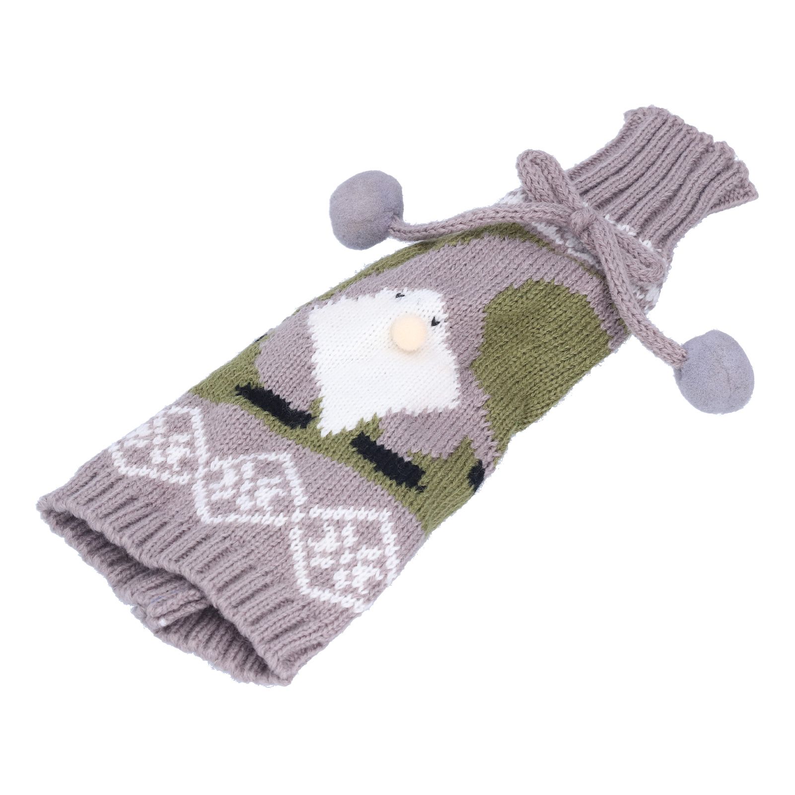 Knitted Wine Bottle Cover Bag Sleeve Home Decoration for Christmas Wedding Birthday PartyGray +Green - Image 2