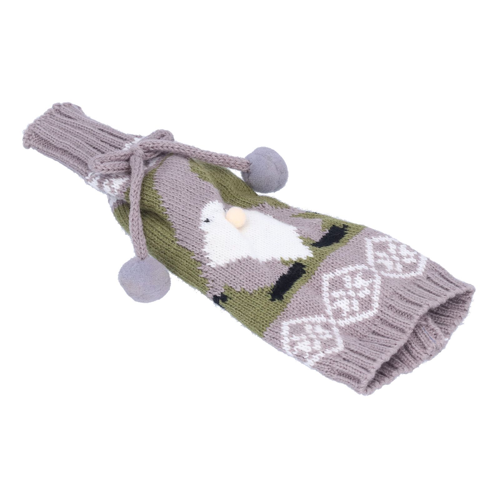 Knitted Wine Bottle Cover Bag Sleeve Home Decoration for Christmas Wedding Birthday PartyGray +Green - Image 3
