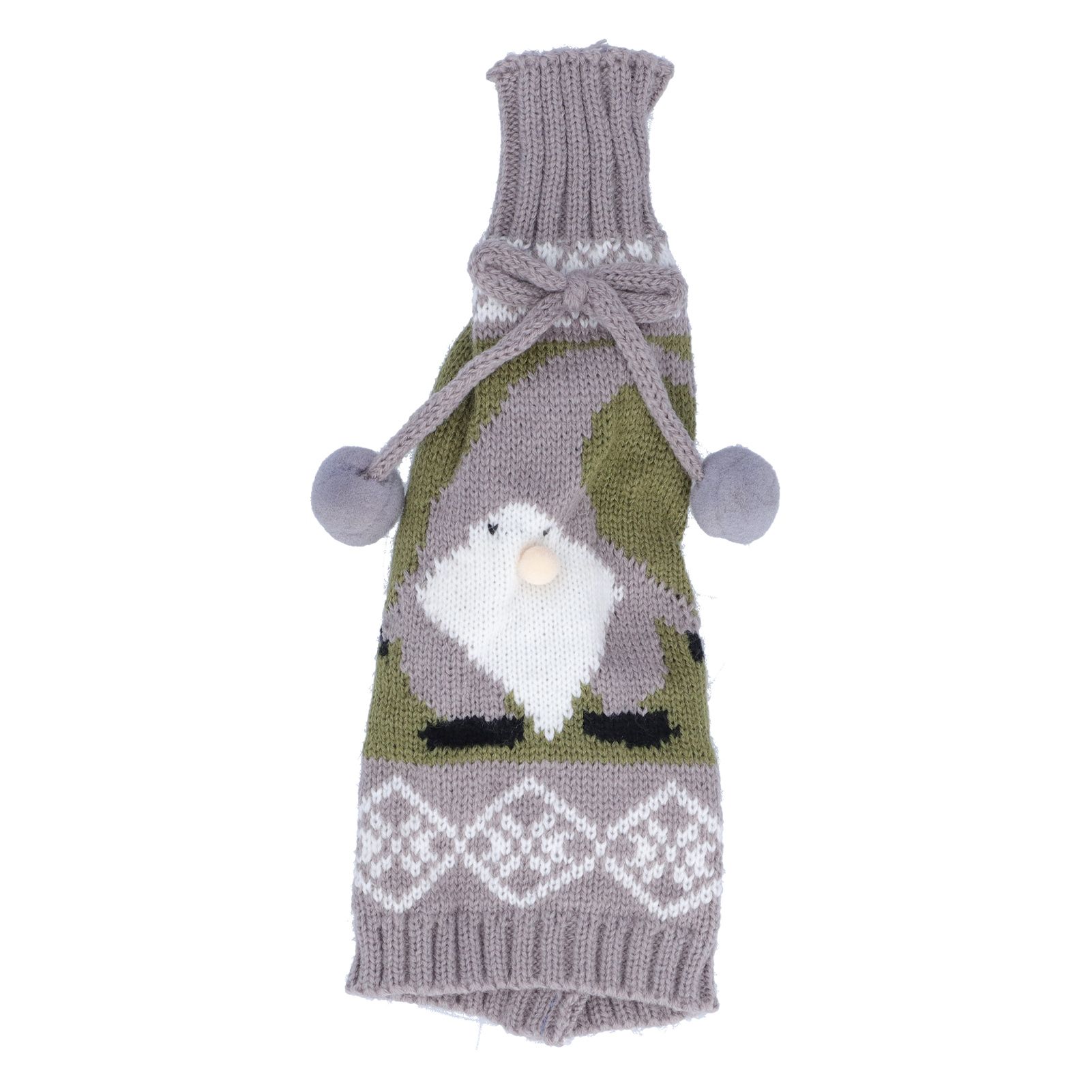 Knitted Wine Bottle Cover Bag Sleeve Home Decoration for Christmas Wedding Birthday PartyGray +Green - Image 4