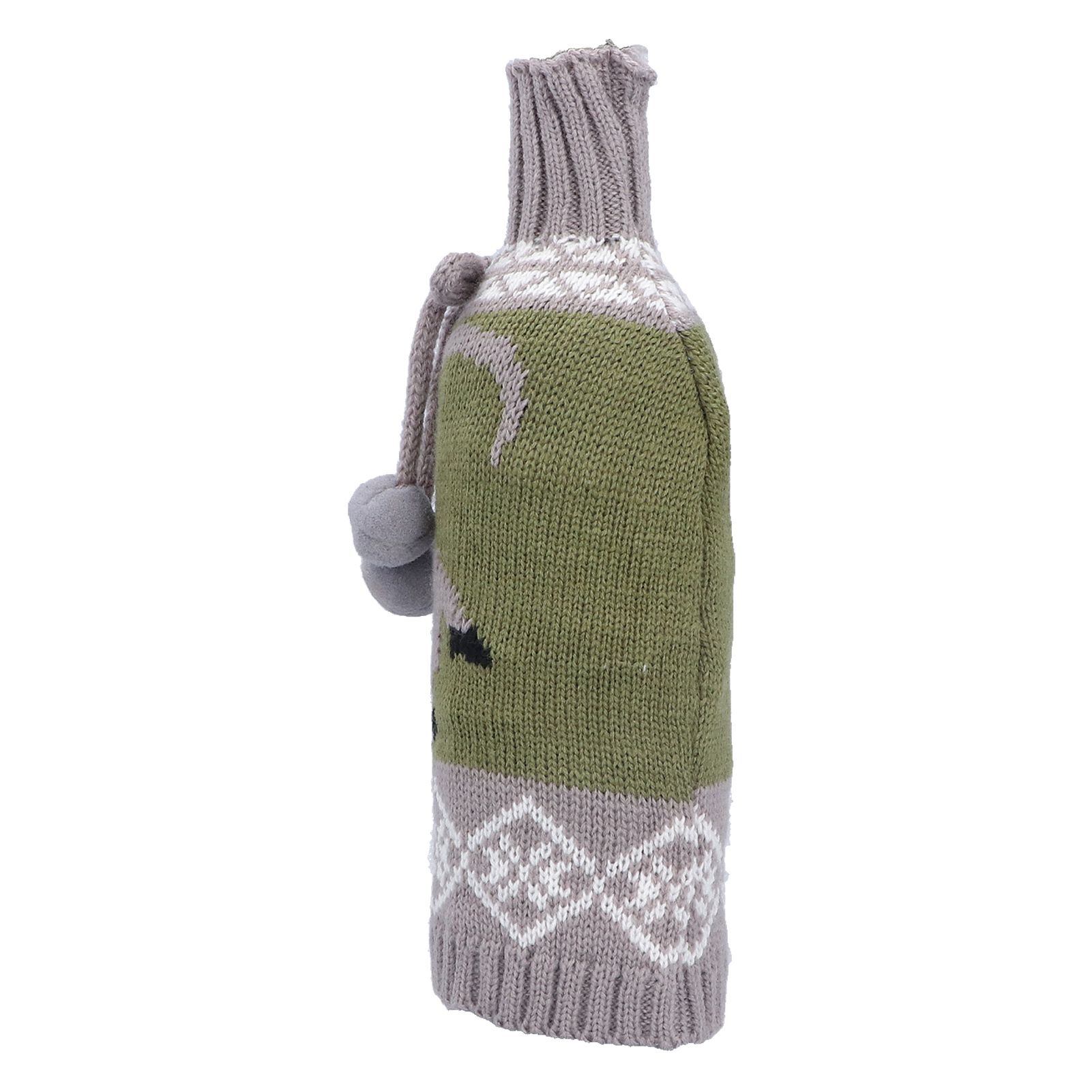 Knitted Wine Bottle Cover Bag Sleeve Home Decoration for Christmas Wedding Birthday PartyGray +Green - Image 7