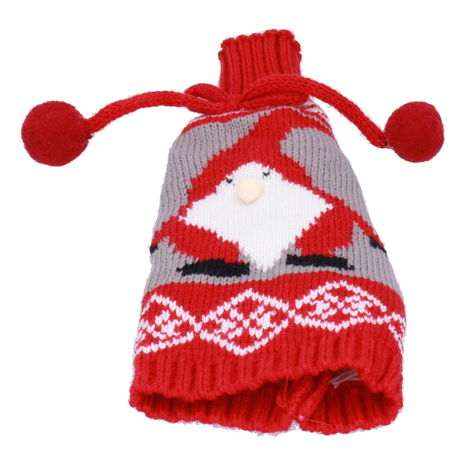 Knitted Wine Bottle Cover Bag Sleeve Home Decoration for Christmas Wedding Birthday PartyRed +Gray - Image 2