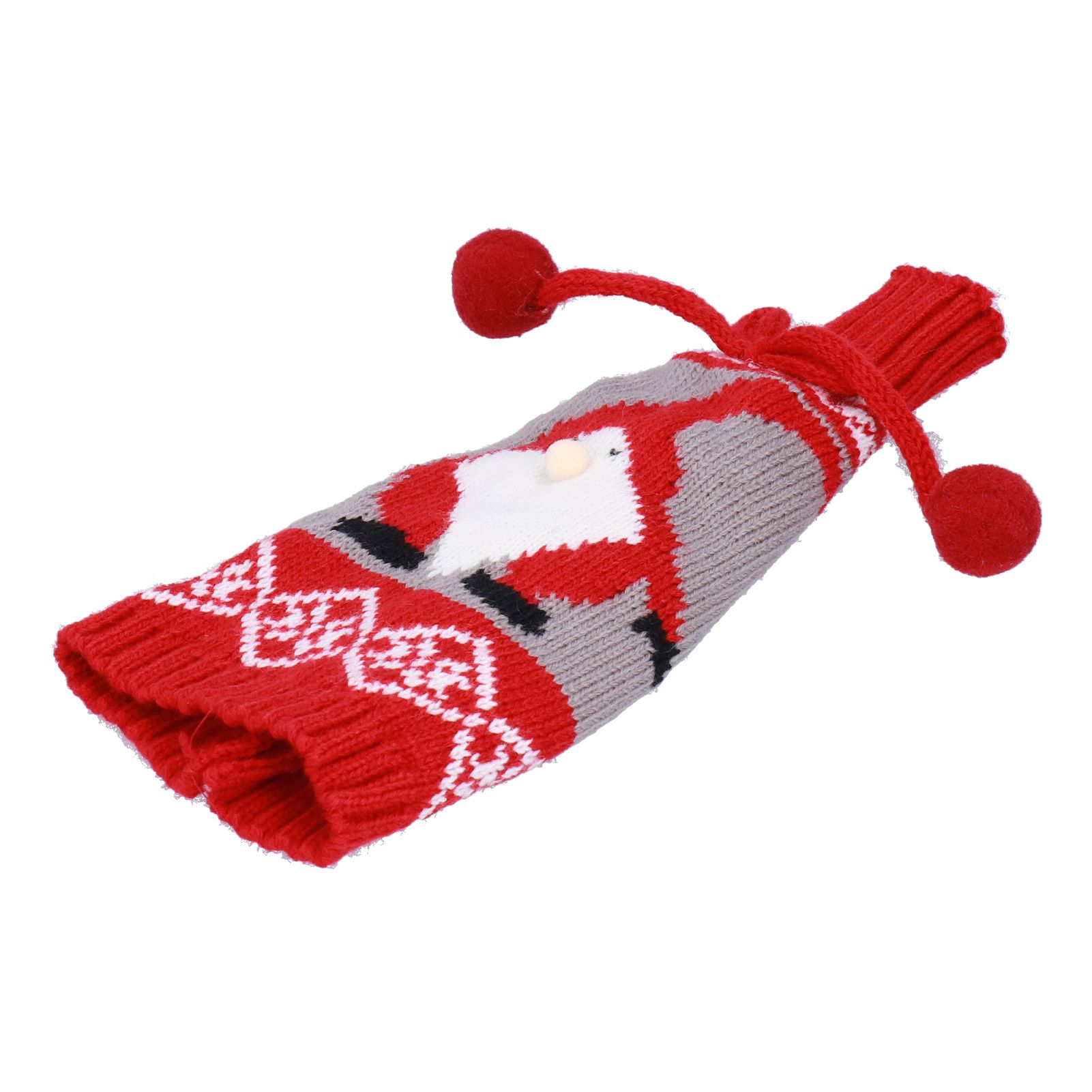 Knitted Wine Bottle Cover Bag Sleeve Home Decoration for Christmas Wedding Birthday PartyRed +Gray - Image 4