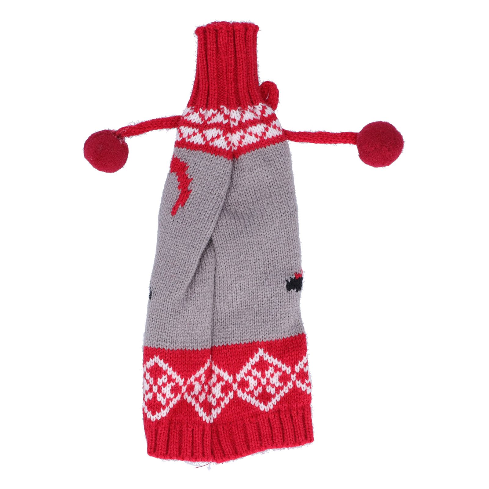 Knitted Wine Bottle Cover Bag Sleeve Home Decoration for Christmas Wedding Birthday PartyRed +Gray - Image 5