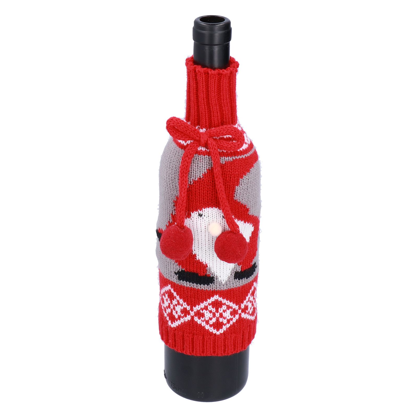 Knitted Wine Bottle Cover Bag Sleeve Home Decoration for Christmas Wedding Birthday PartyRed +Gray - Image 6