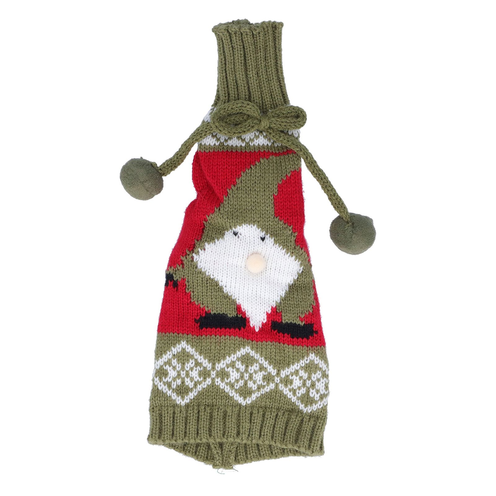 Knitted Wine Bottle Cover Bag Sleeve Home Decoration for Christmas Wedding Birthday PartyRed +Green - Image 1