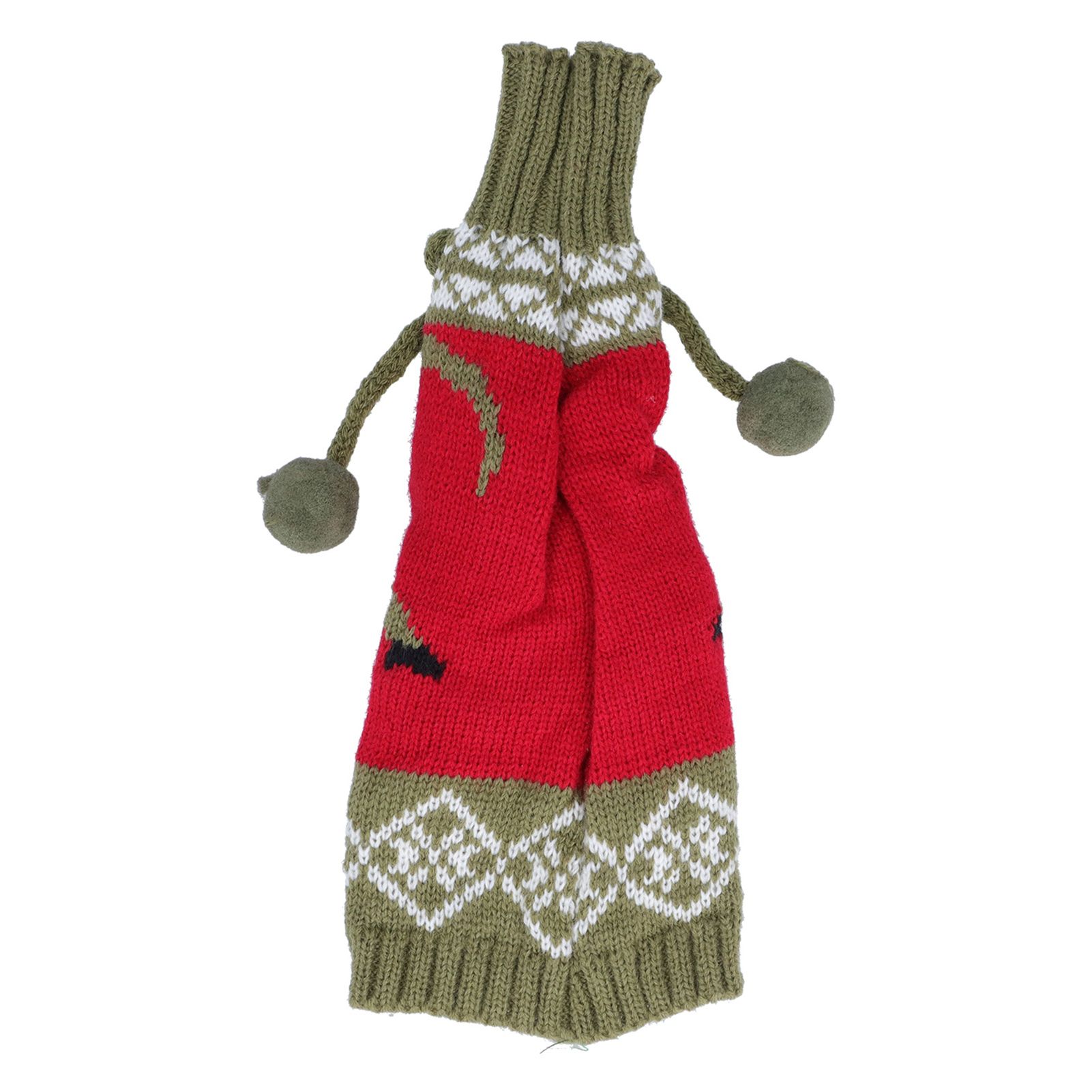 Knitted Wine Bottle Cover Bag Sleeve Home Decoration for Christmas Wedding Birthday PartyRed +Green - Image 2