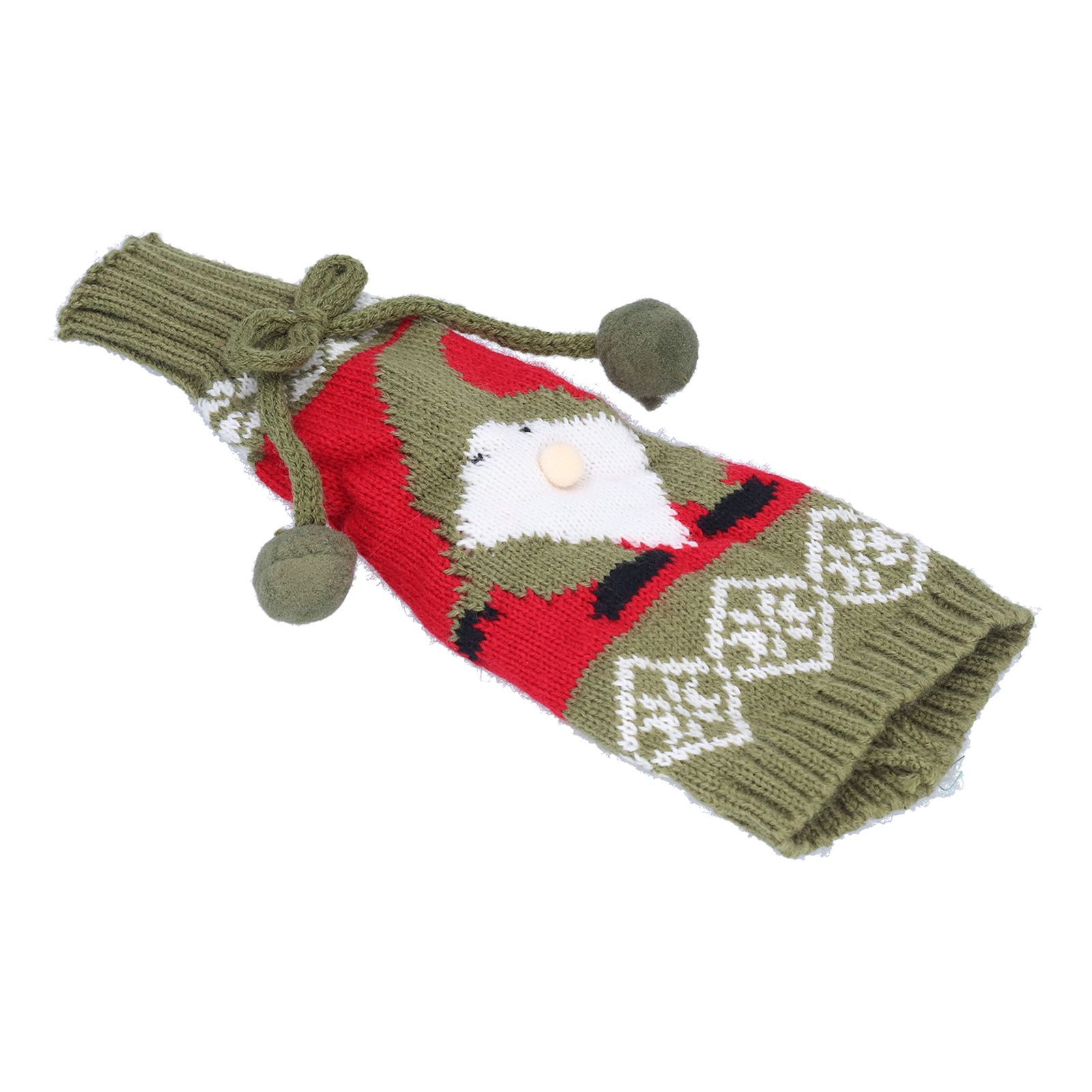 Knitted Wine Bottle Cover Bag Sleeve Home Decoration for Christmas Wedding Birthday PartyRed +Green - Image 3