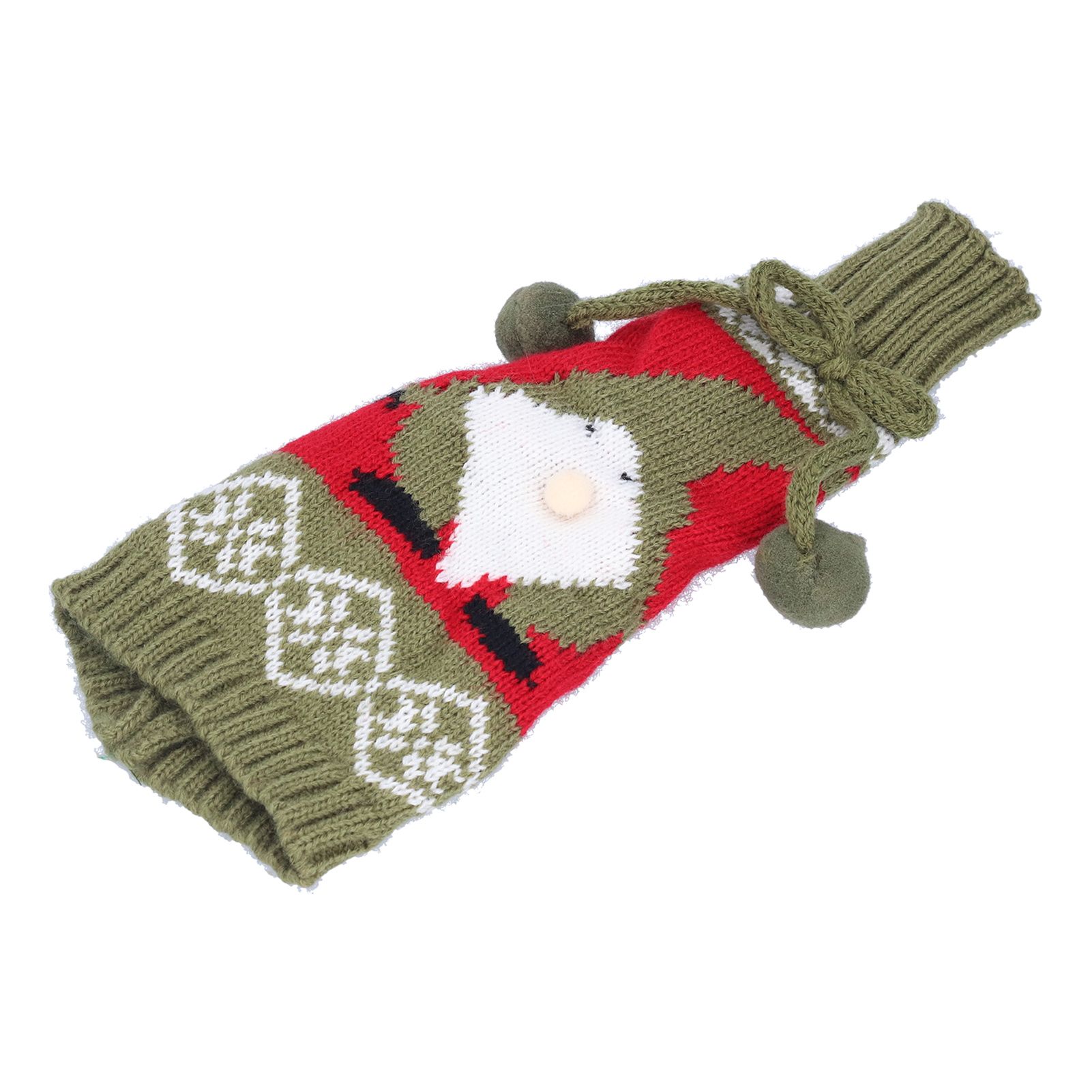 Knitted Wine Bottle Cover Bag Sleeve Home Decoration for Christmas Wedding Birthday PartyRed +Green - Image 4