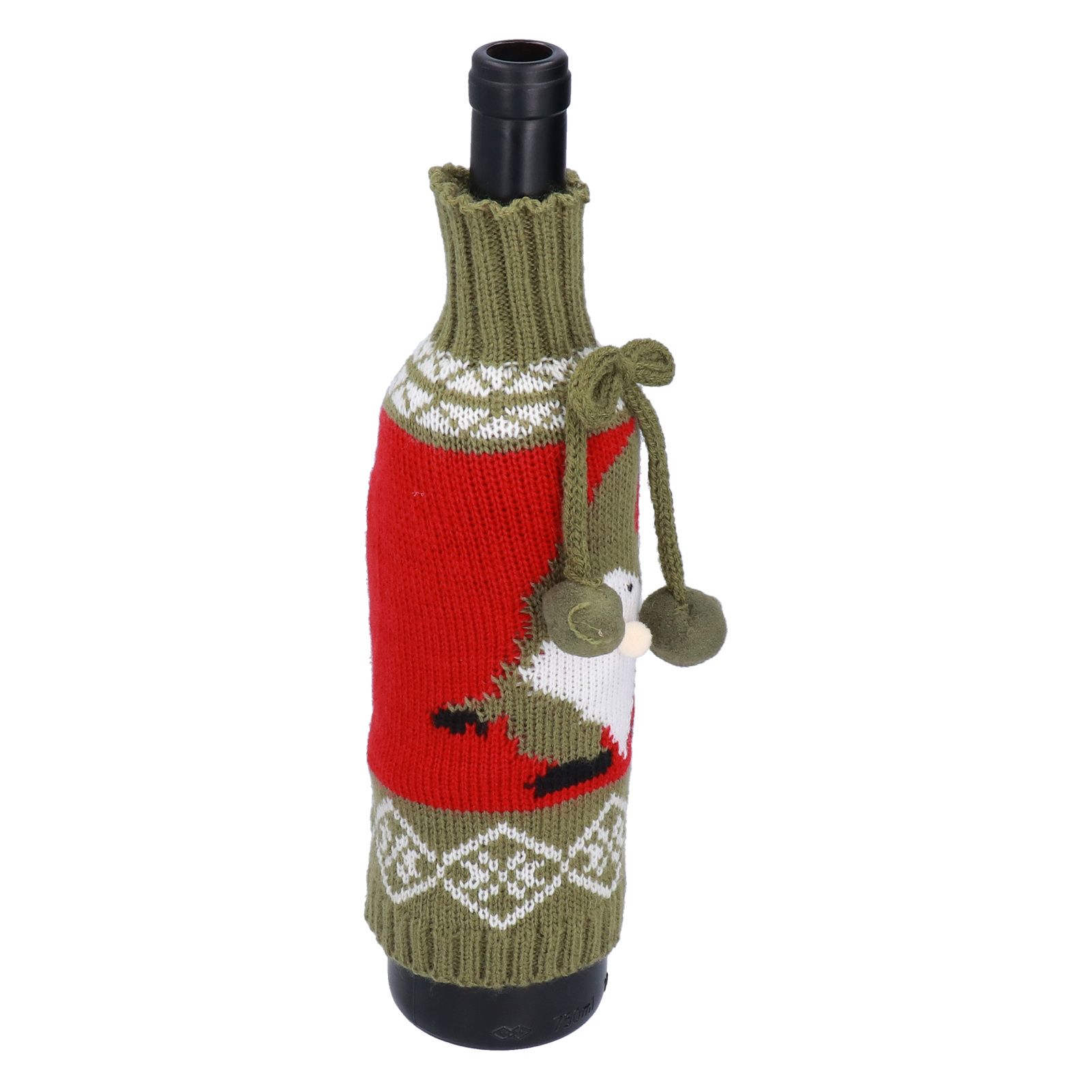 Knitted Wine Bottle Cover Bag Sleeve Home Decoration for Christmas Wedding Birthday PartyRed +Green - Image 7