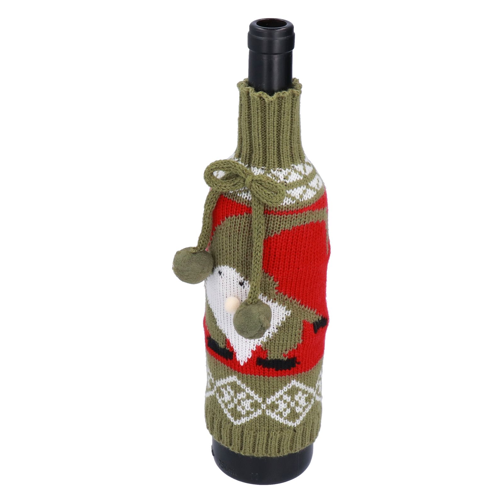Knitted Wine Bottle Cover Bag Sleeve Home Decoration for Christmas Wedding Birthday PartyRed +Green - Image 8
