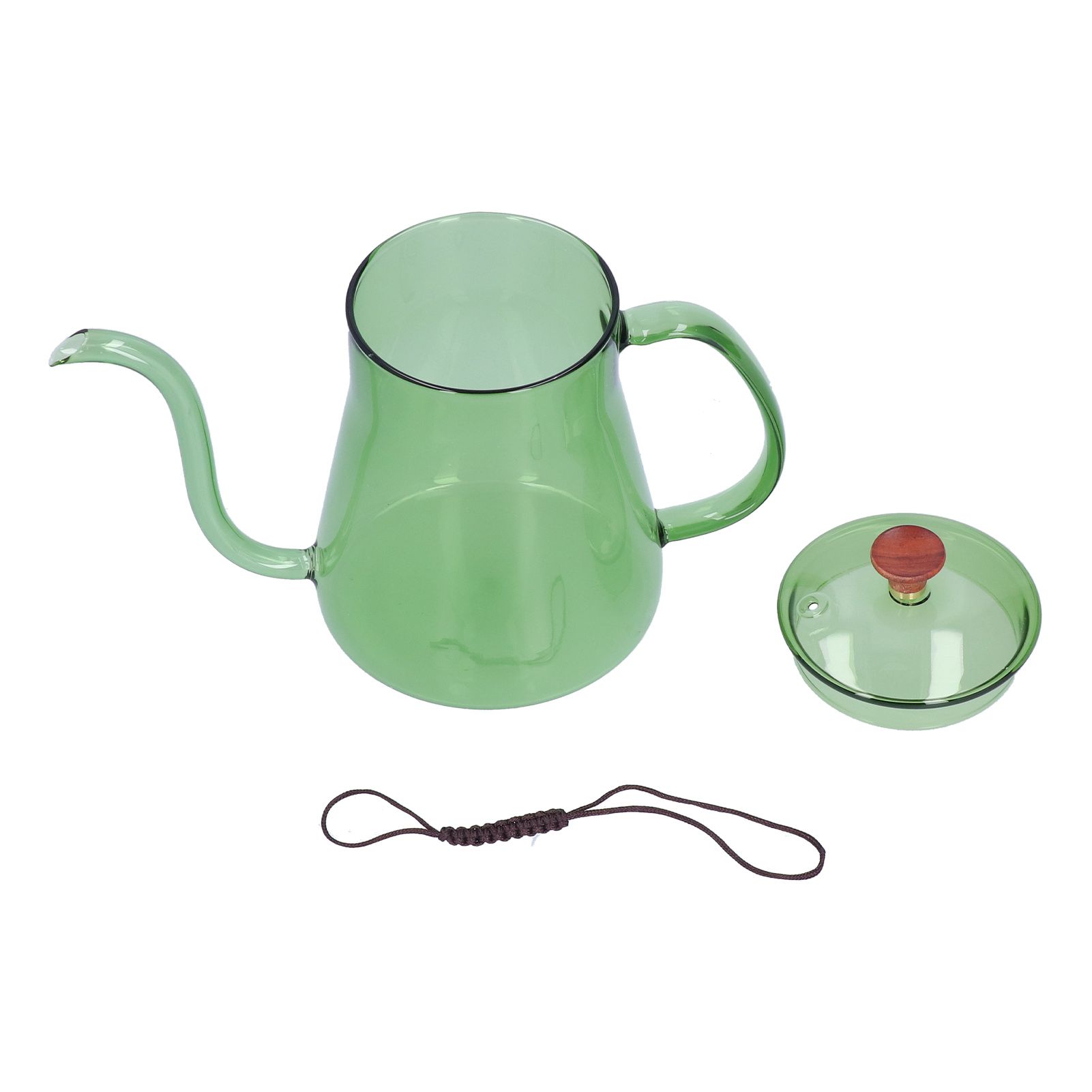 Coffee Kettle Glass Coffee Pot 600ML Coffee Drip Kettle Long Nozzle Kettle for Home KitchenGreen - Image 1