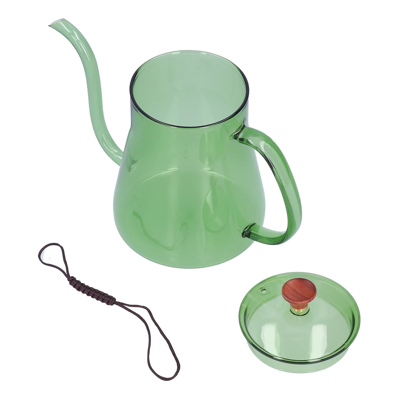 Coffee Kettle Glass Coffee Pot 600ML Coffee Drip Kettle Long Nozzle Kettle for Home KitchenGreen - Image 2