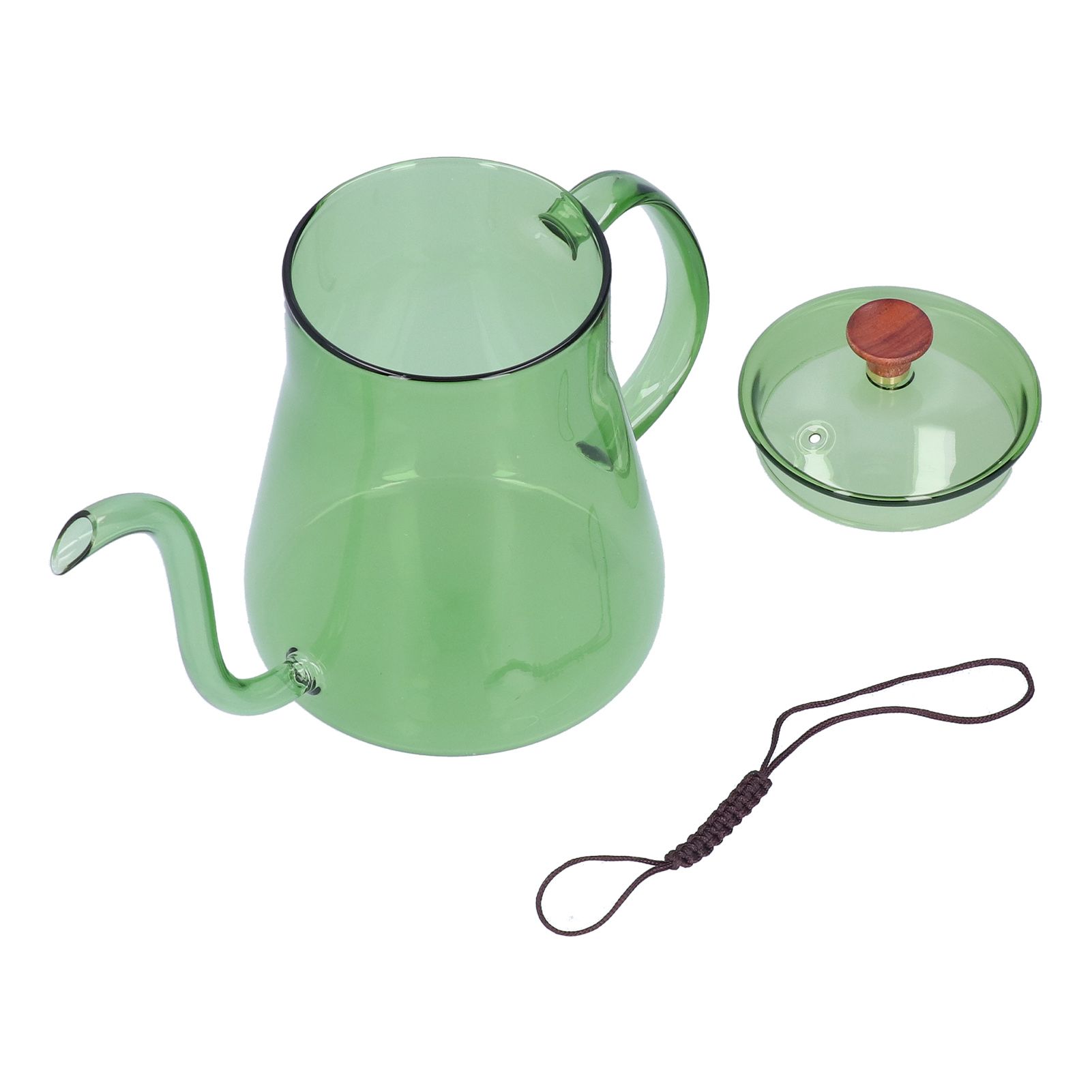 Coffee Kettle Glass Coffee Pot 600ML Coffee Drip Kettle Long Nozzle Kettle for Home KitchenGreen - Image 3
