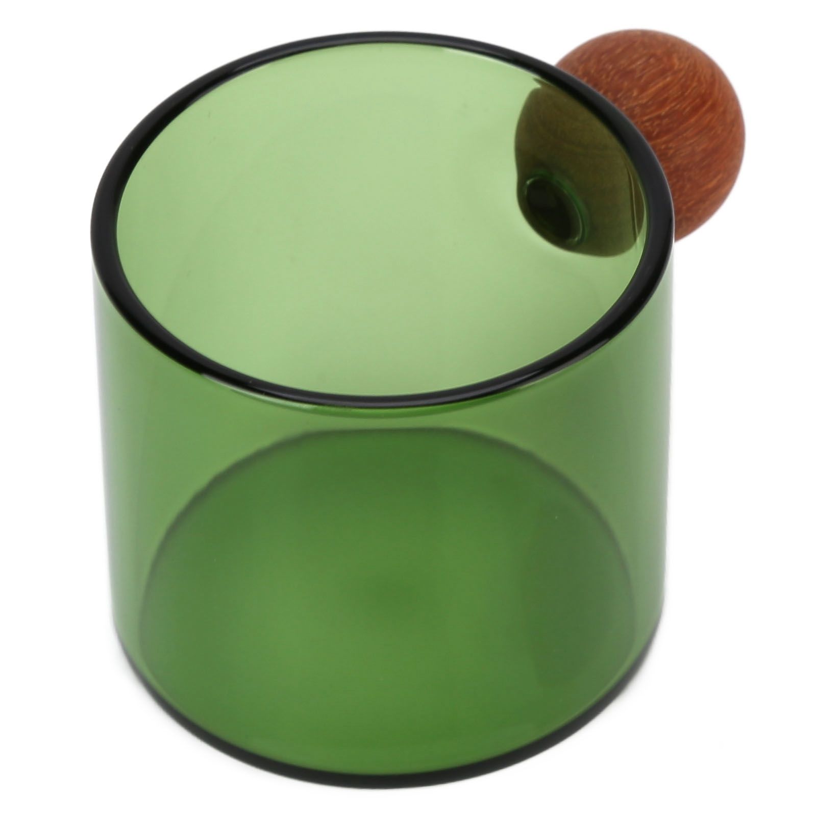 Glass Coffee Cup Clear Heatproof Glass Coffee Mug with Wooden Ball Handle for Office Bar PartyGreen - Image 3