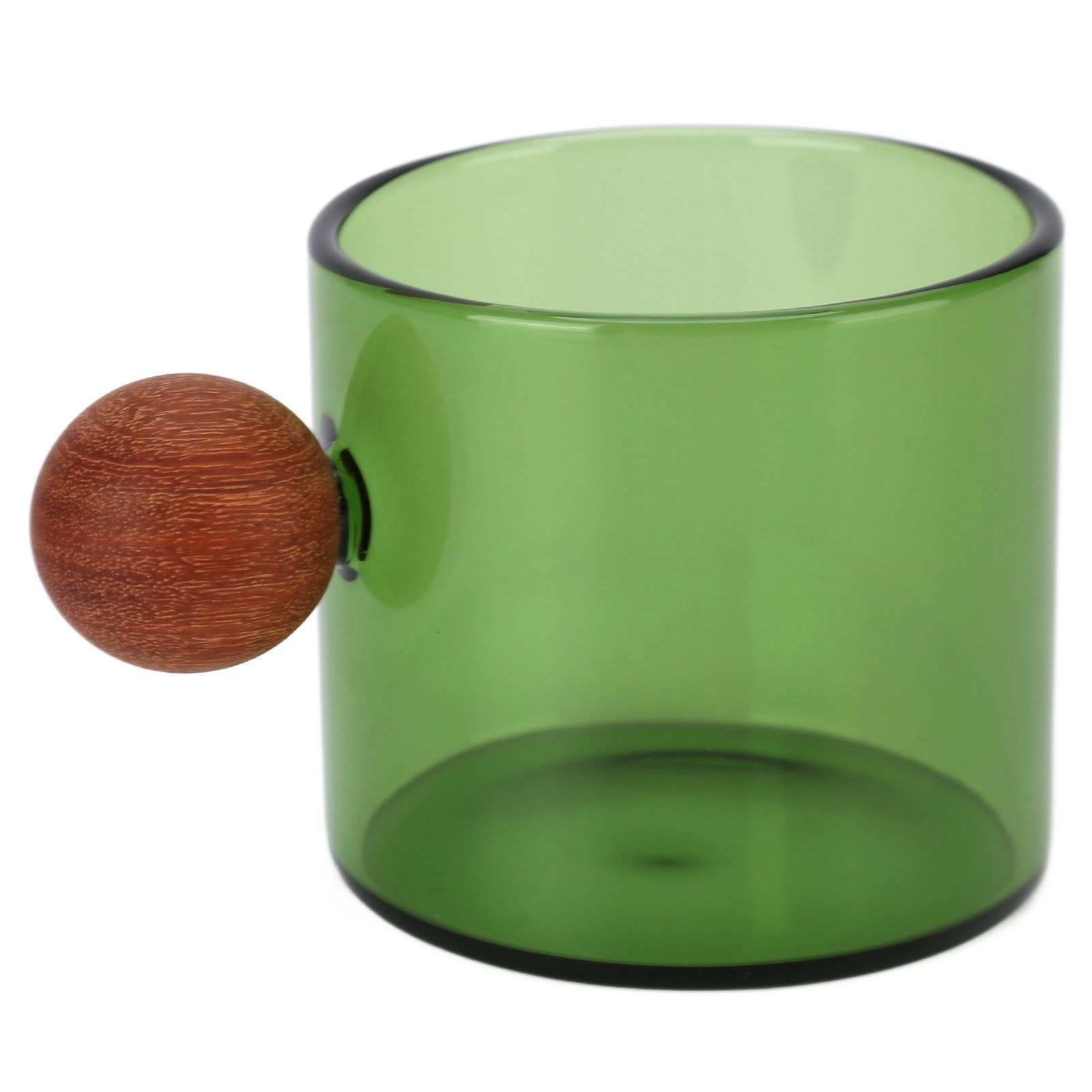 Glass Coffee Cup Clear Heatproof Glass Coffee Mug with Wooden Ball Handle for Office Bar PartyGreen - Image 4