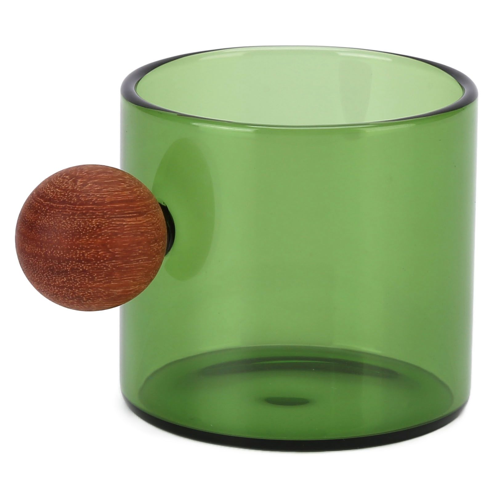 Glass Coffee Cup Clear Heatproof Glass Coffee Mug with Wooden Ball Handle for Office Bar PartyGreen - Image 5