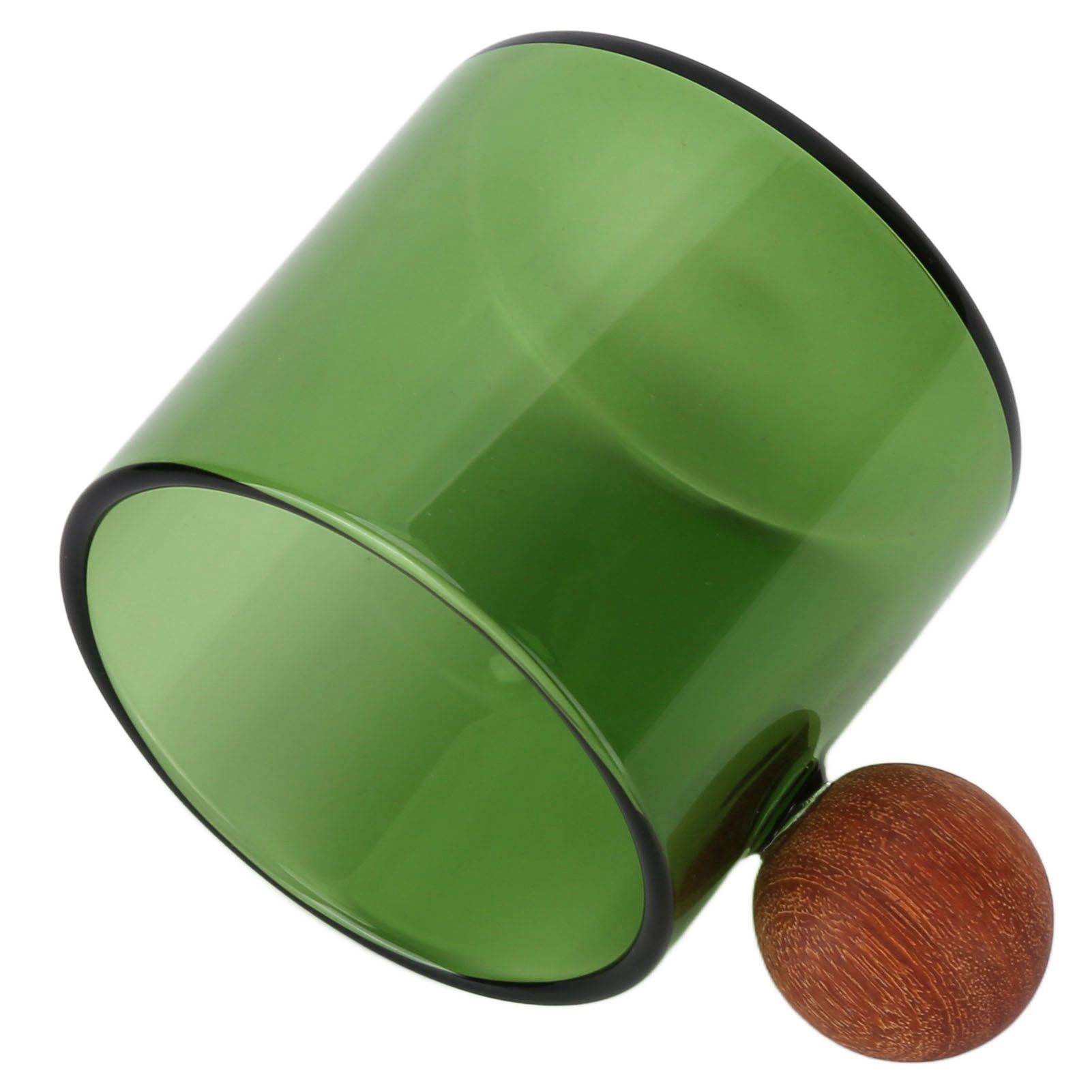 Glass Coffee Cup Clear Heatproof Glass Coffee Mug with Wooden Ball Handle for Office Bar PartyGreen - Image 6