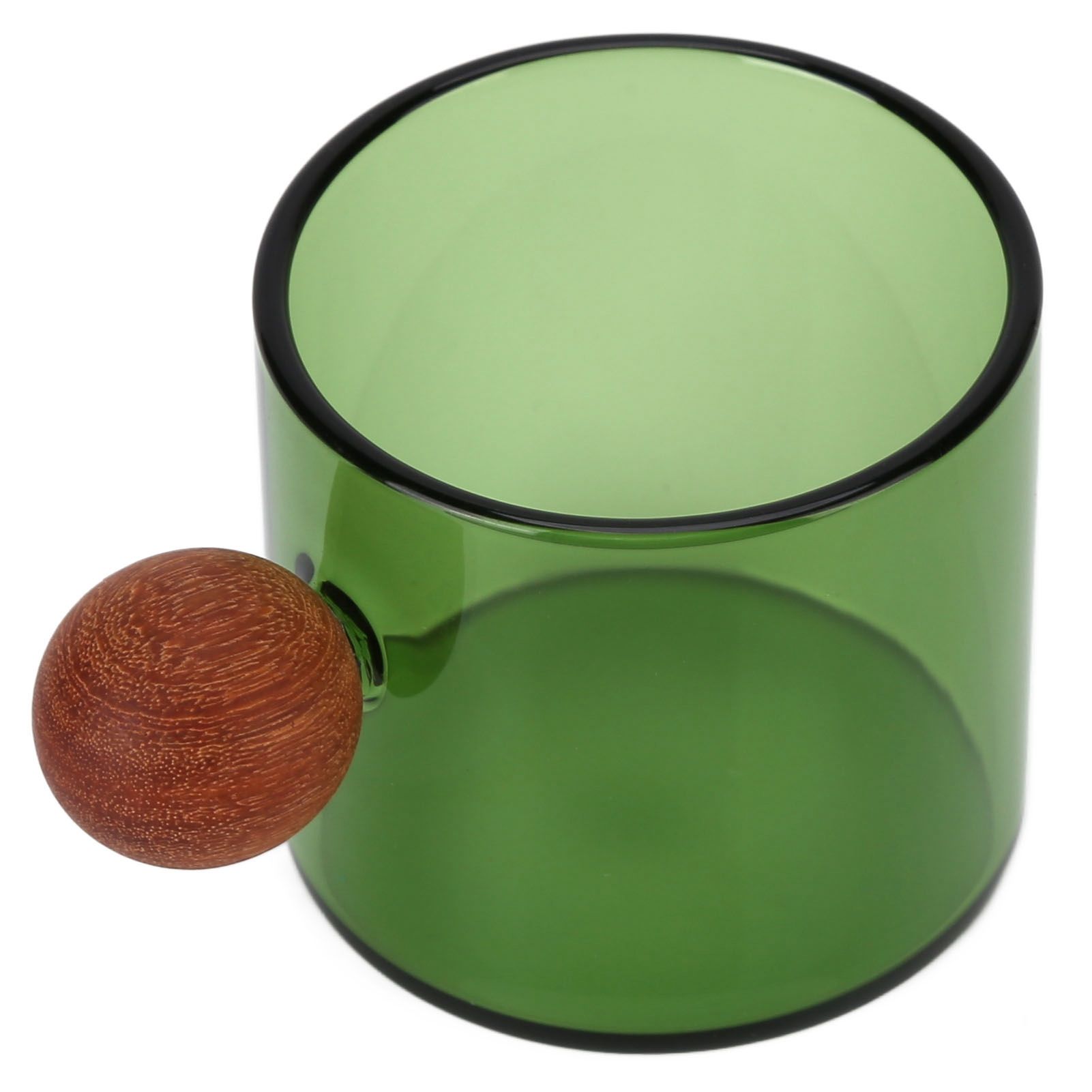 Glass Coffee Cup Clear Heatproof Glass Coffee Mug with Wooden Ball Handle for Office Bar PartyGreen - Image 7