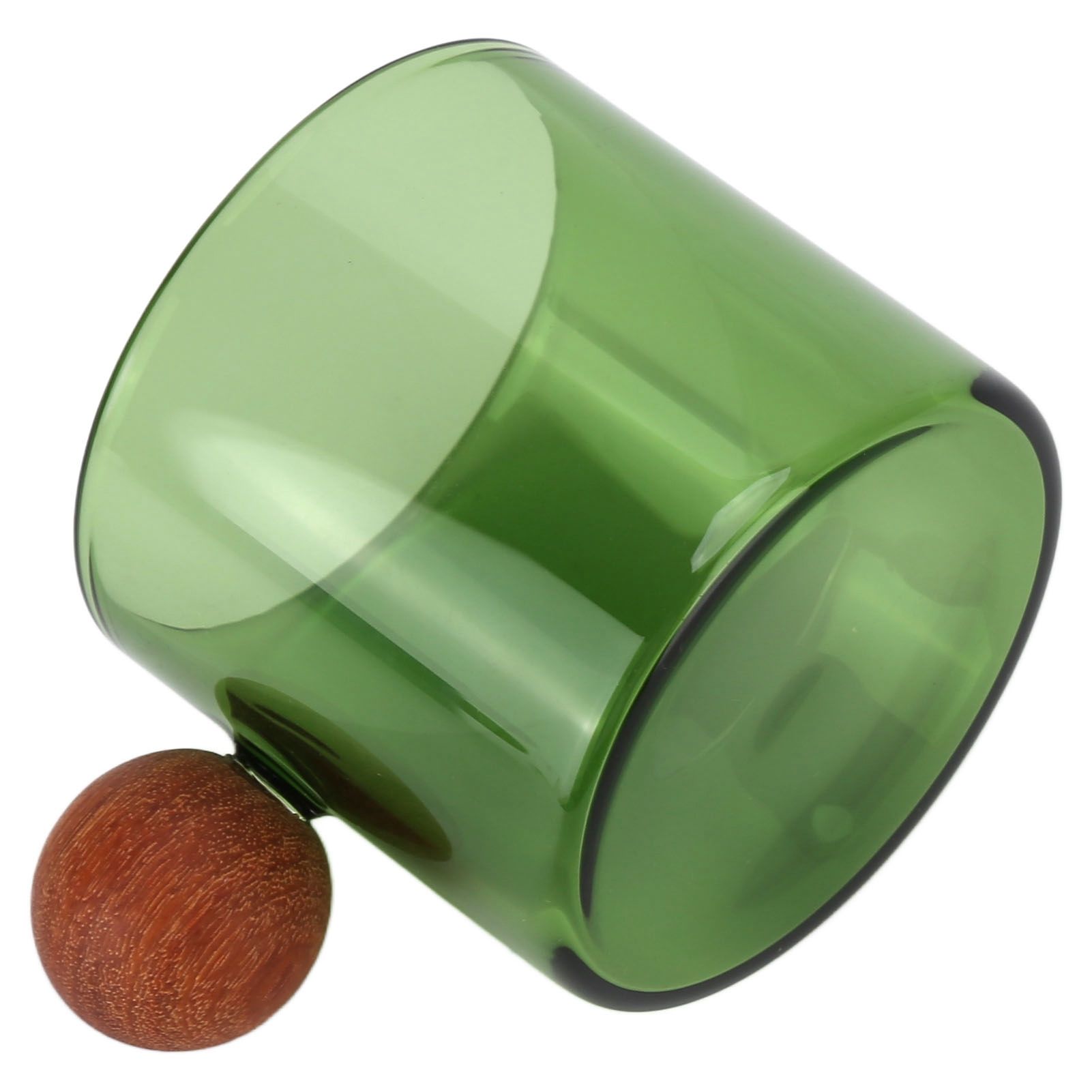 Glass Coffee Cup Clear Heatproof Glass Coffee Mug with Wooden Ball Handle for Office Bar PartyGreen - Image 8