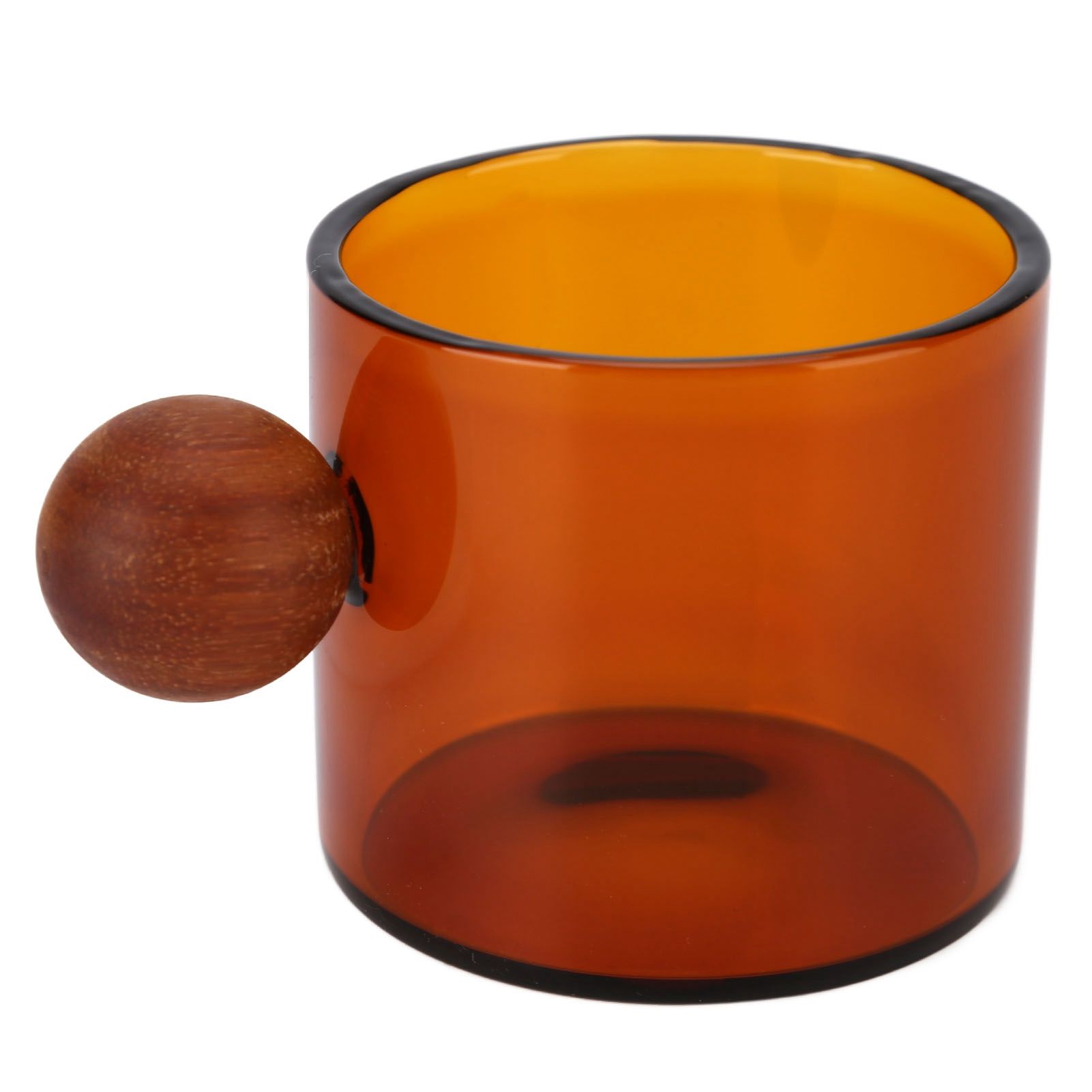 Glass Coffee Cup Clear Heatproof Glass Coffee Mug with Wooden Ball Handle for Office Bar PartyBrown - Image 5
