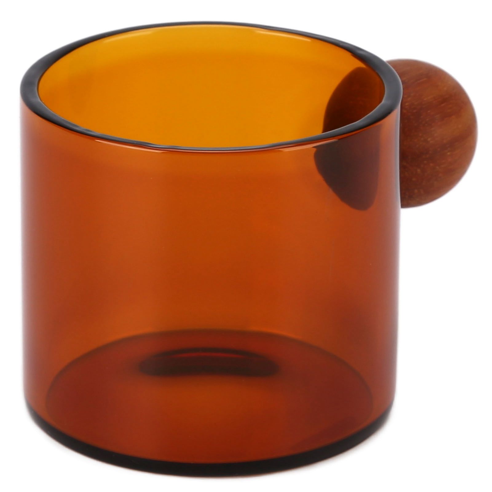 Glass Coffee Cup Clear Heatproof Glass Coffee Mug with Wooden Ball Handle for Office Bar PartyBrown - Image 6