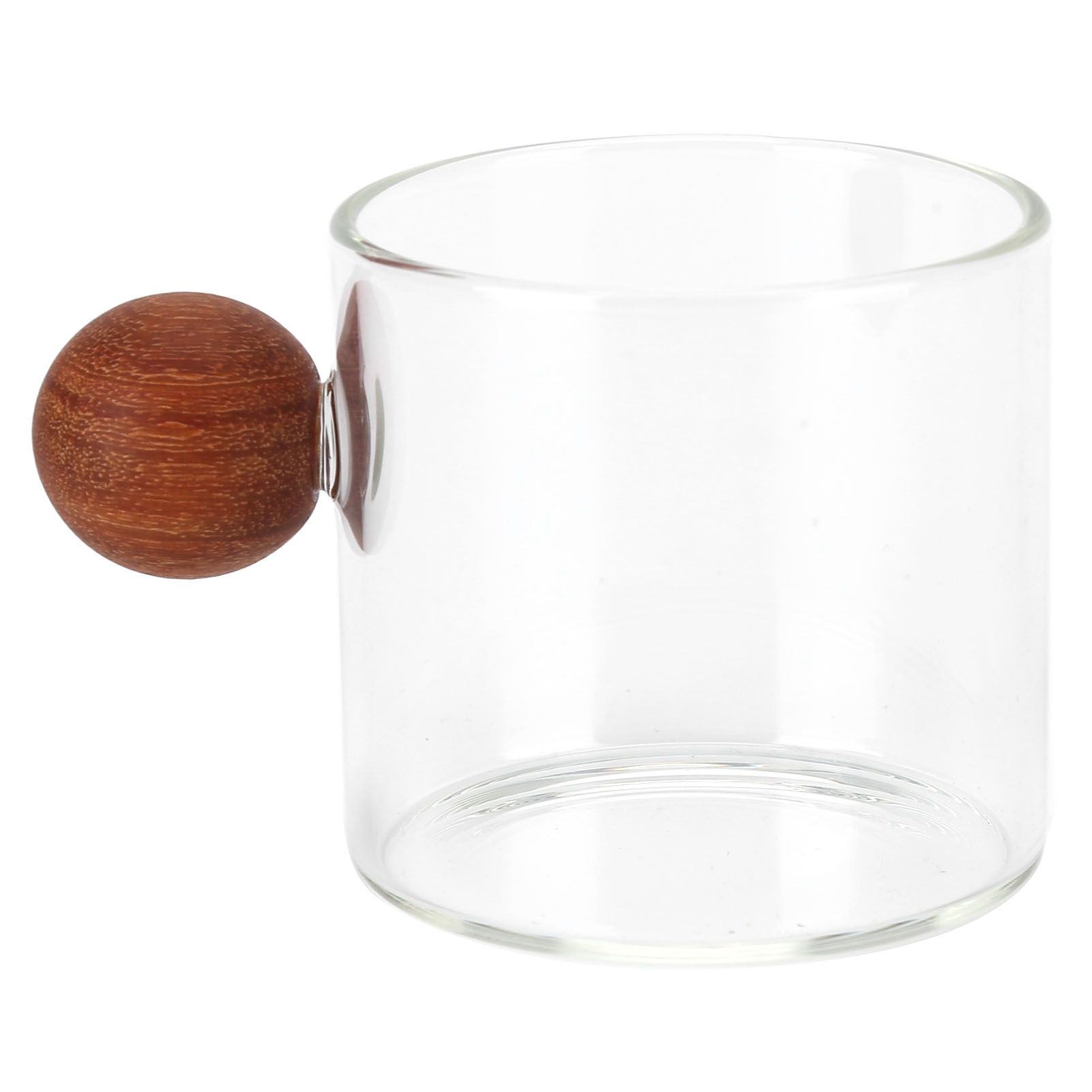 Glass Coffee Cup Clear Heatproof Glass Coffee Mug with Wooden Ball Handle for Office Bar PartyTransparent - Image 1