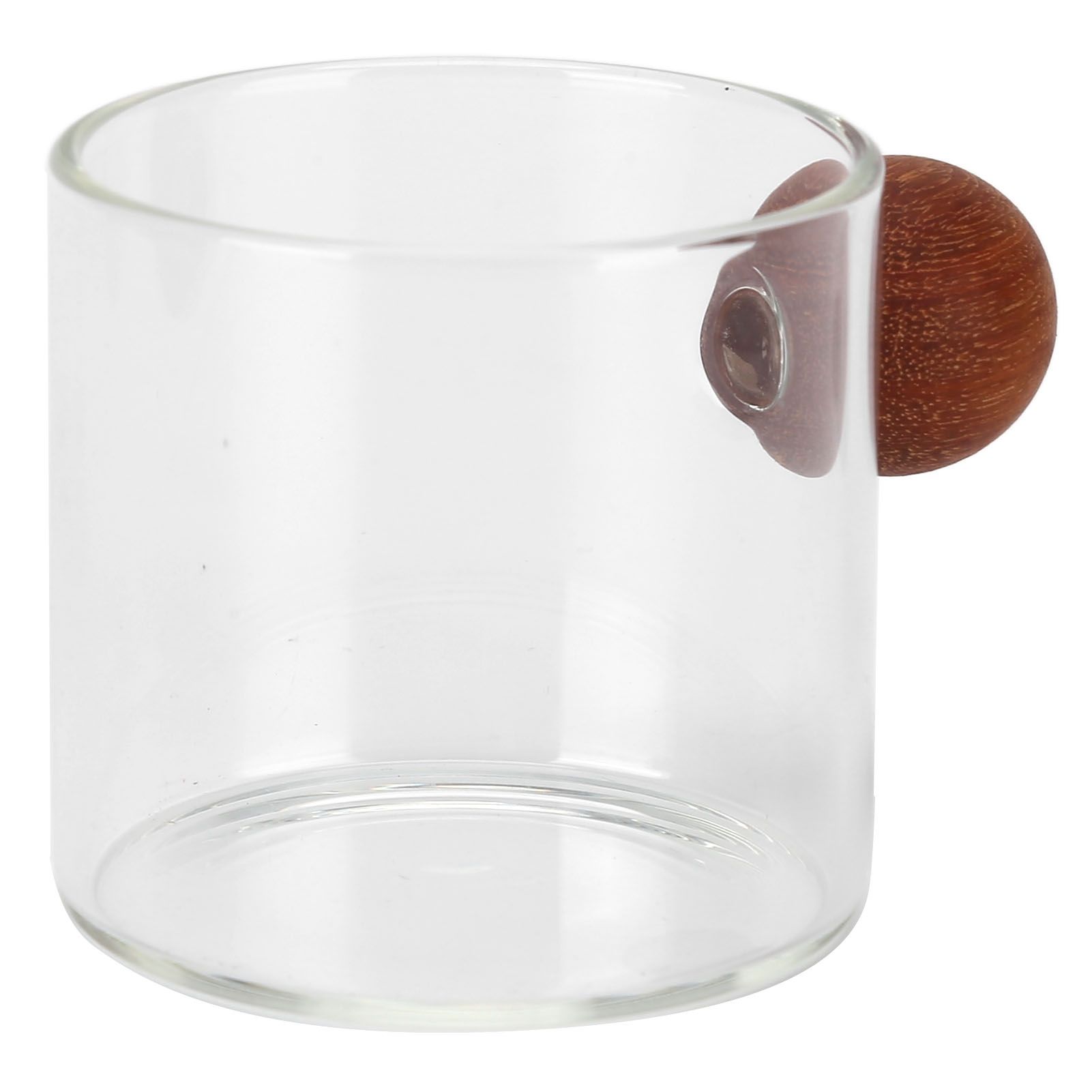 Glass Coffee Cup Clear Heatproof Glass Coffee Mug with Wooden Ball Handle for Office Bar PartyTransparent - Image 2