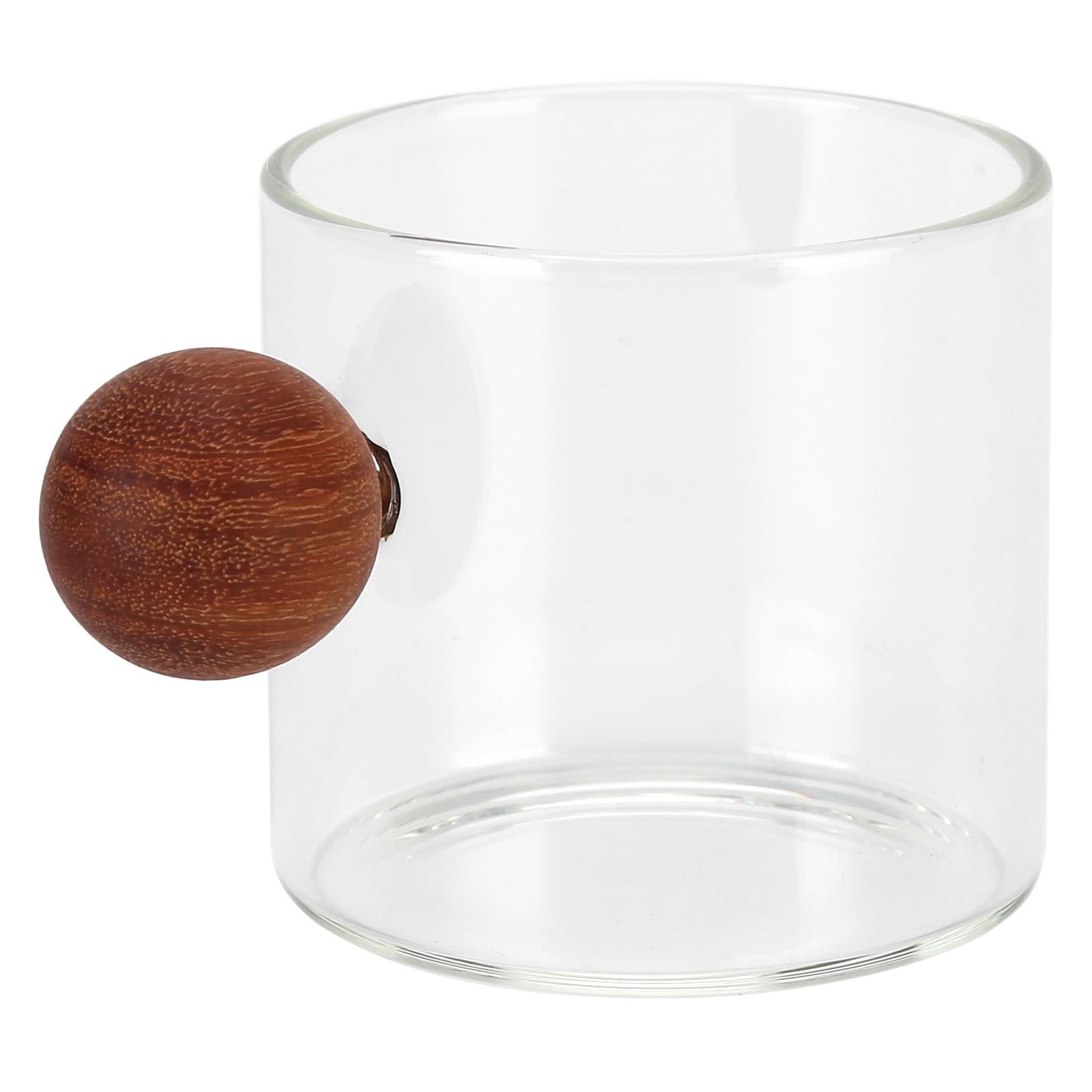 Glass Coffee Cup Clear Heatproof Glass Coffee Mug with Wooden Ball Handle for Office Bar PartyTransparent - Image 5