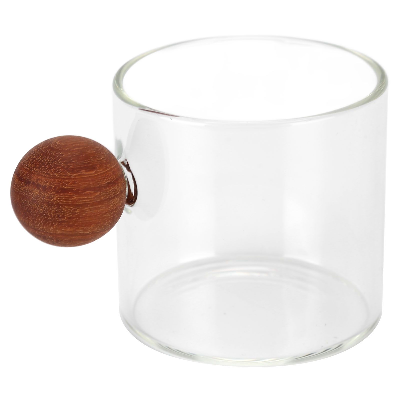 Glass Coffee Cup Clear Heatproof Glass Coffee Mug with Wooden Ball Handle for Office Bar PartyTransparent - Image 6