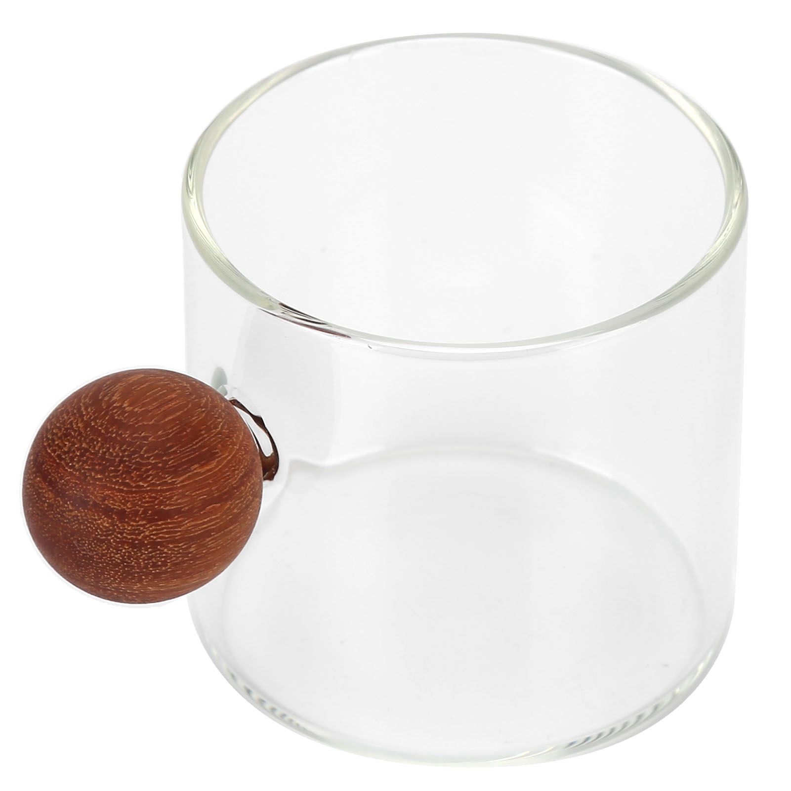 Glass Coffee Cup Clear Heatproof Glass Coffee Mug with Wooden Ball Handle for Office Bar PartyTransparent - Image 8