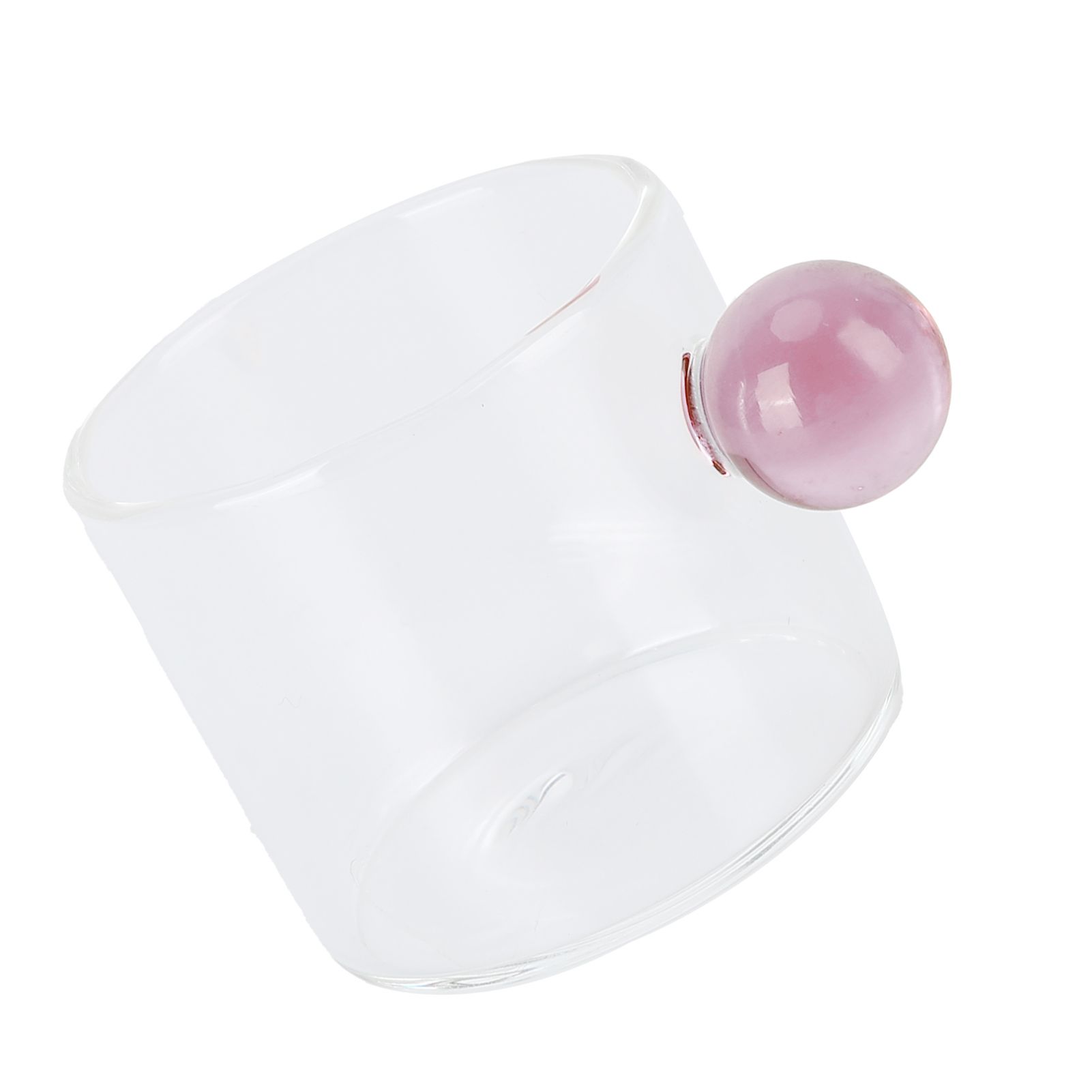 Teacup Glass Mug Transparent Heat Resistant Glass Coffee Cup with Ball Handle 120mlPink Handle - Image 4