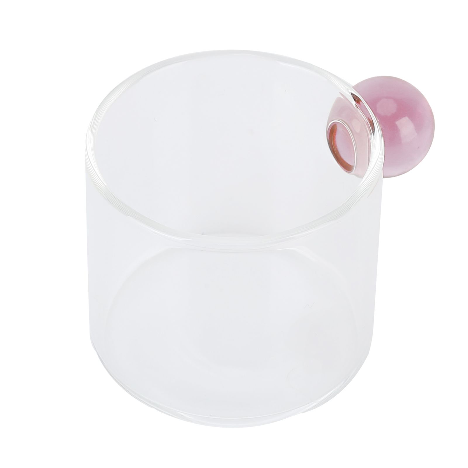 Teacup Glass Mug Transparent Heat Resistant Glass Coffee Cup with Ball Handle 120mlPink Handle - Image 7