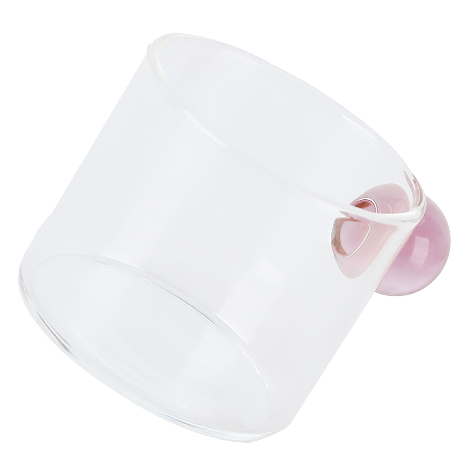 Teacup Glass Mug Transparent Heat Resistant Glass Coffee Cup with Ball Handle 120mlPink Handle - Image 8