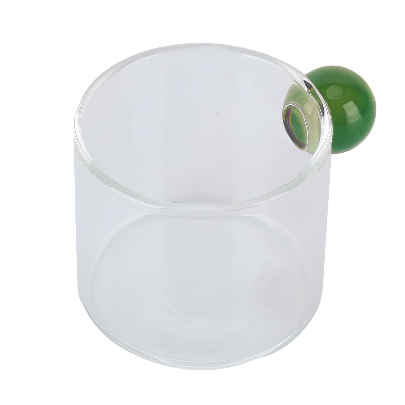 Teacup Glass Mug Transparent Heat Resistant Glass Coffee Cup with Ball Handle 120mlGreen Handle - Image 7