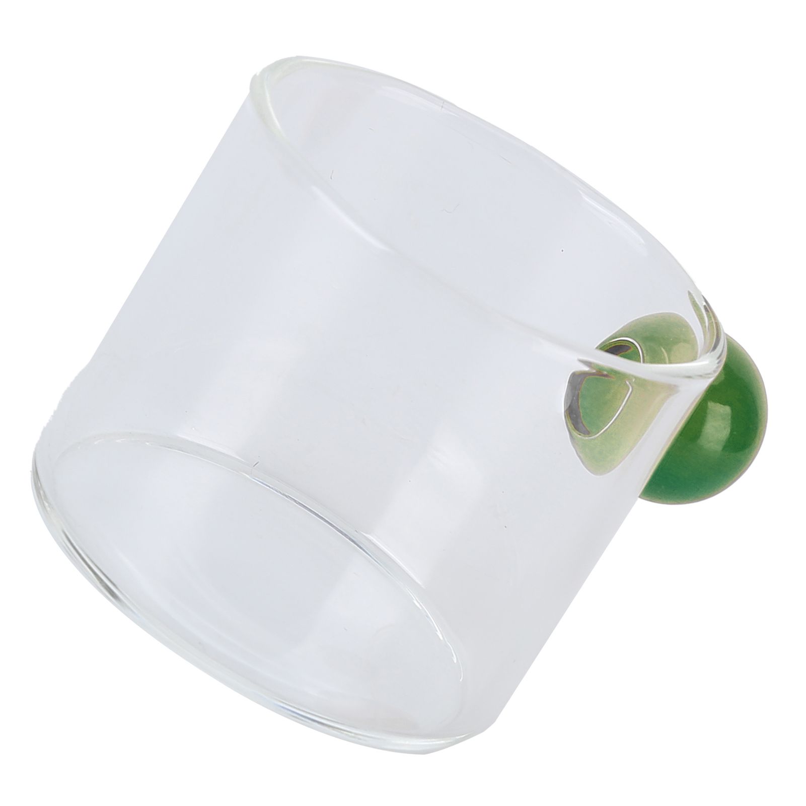 Teacup Glass Mug Transparent Heat Resistant Glass Coffee Cup with Ball Handle 120mlGreen Handle - Image 8