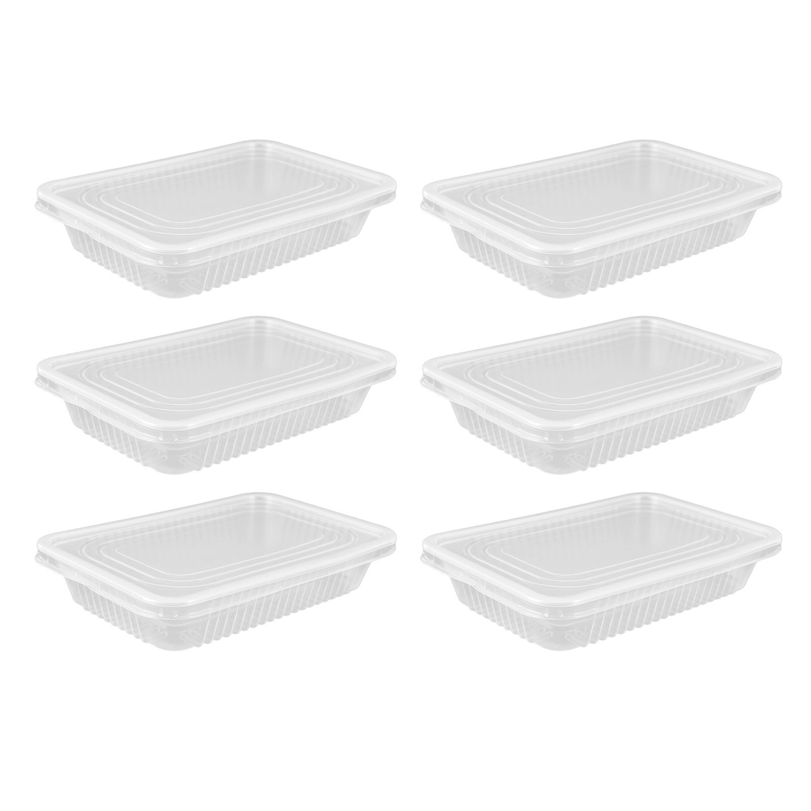 10PCS Disposable Lunch Box Microwavable Disposable Transparent Rectangular Food Container with Lid 500ML - Image 2