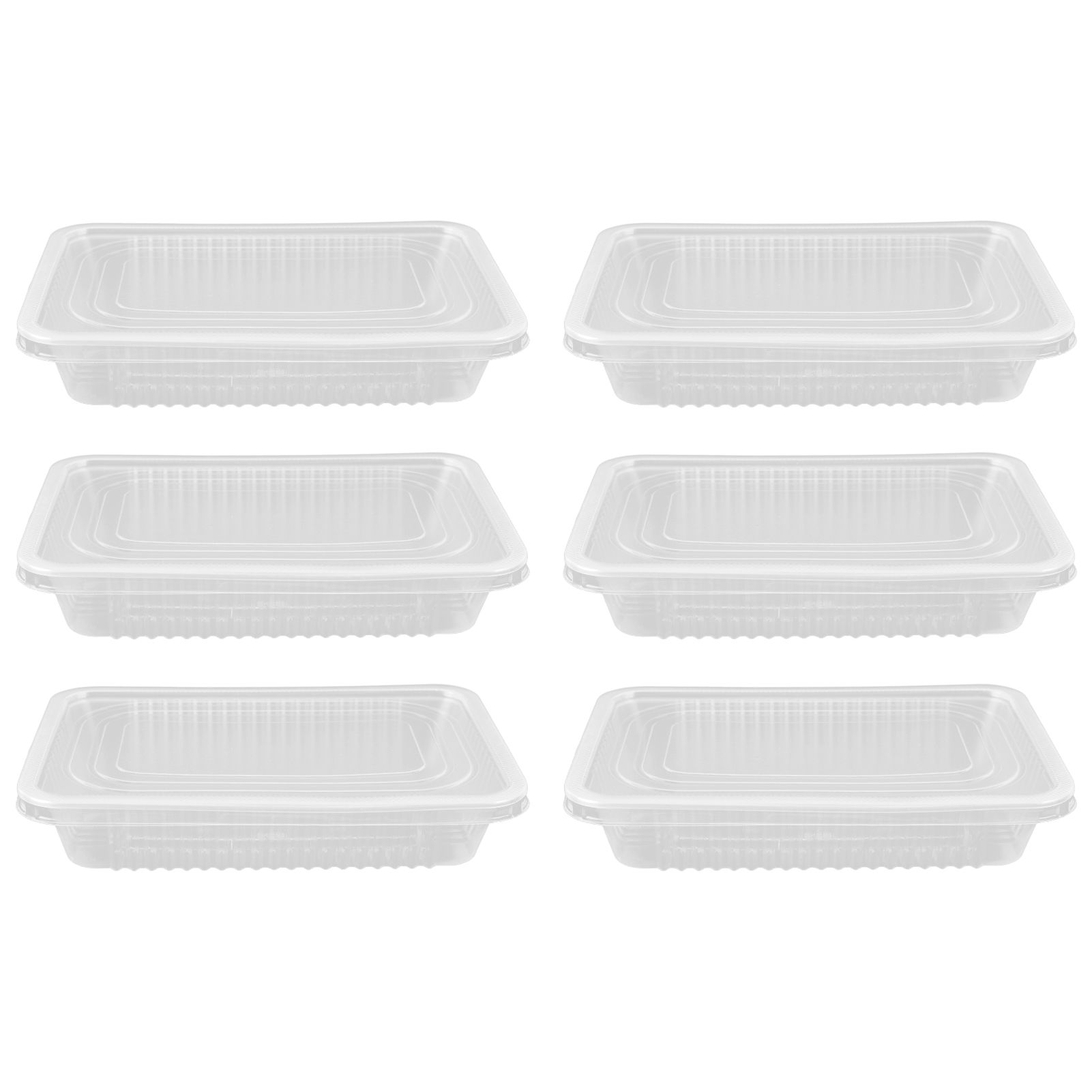 10PCS Disposable Lunch Box Microwavable Disposable Transparent Rectangular Food Container with Lid 500ML - Image 3