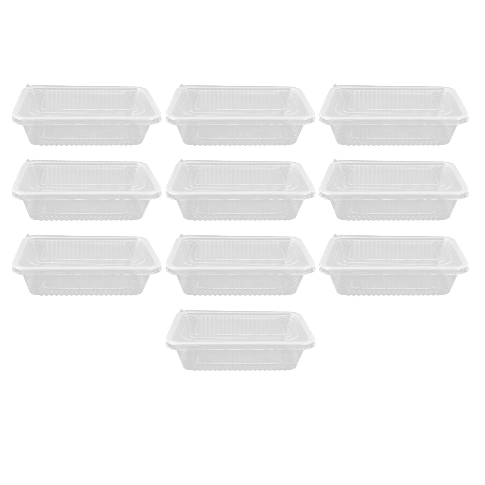 10PCS Disposable Lunch Box Microwavable Disposable Transparent Rectangular Food Container with Lid 650ML - Image 1