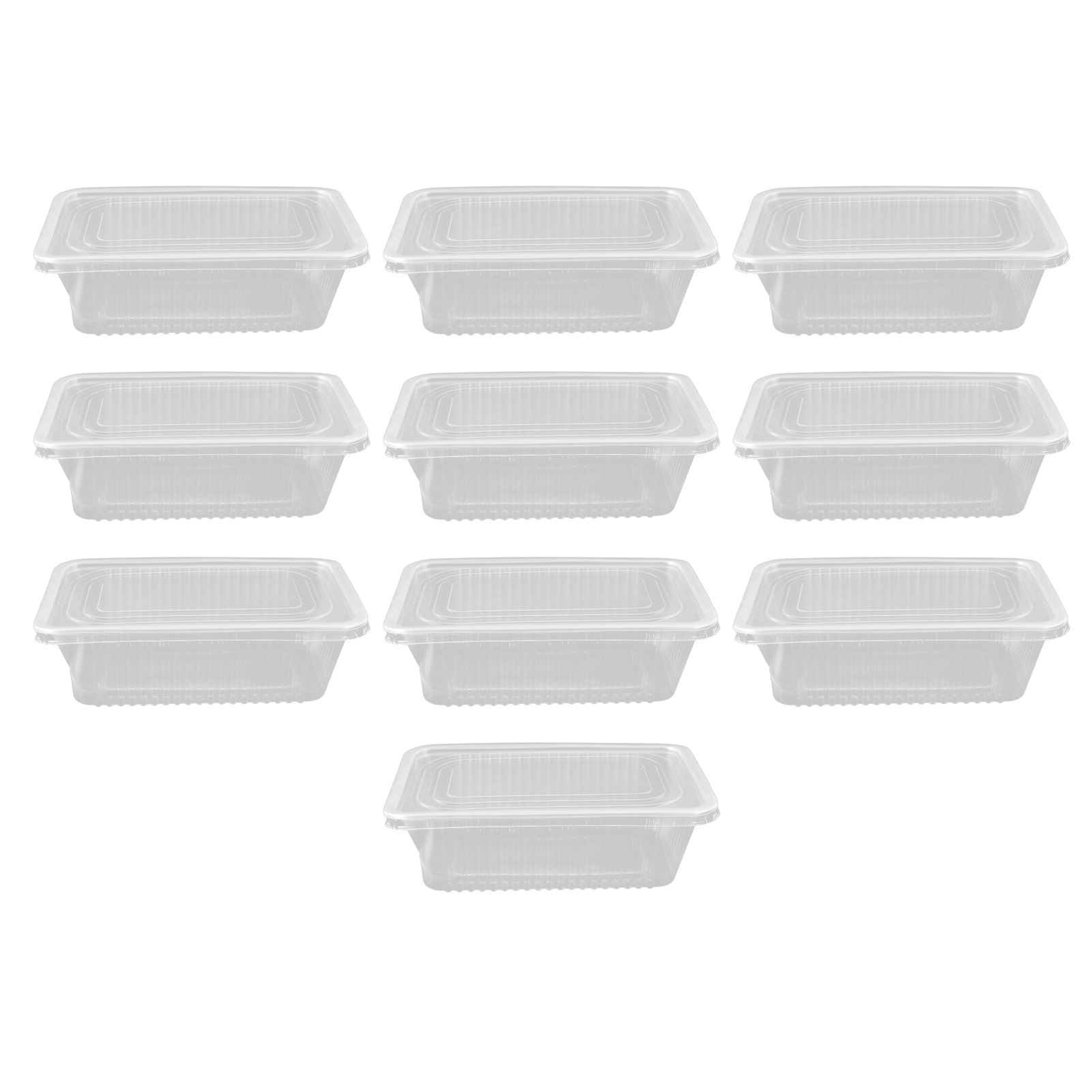 10PCS Disposable Lunch Box Microwavable Disposable Transparent Rectangular Food Container with Lid 750ML - Image 1