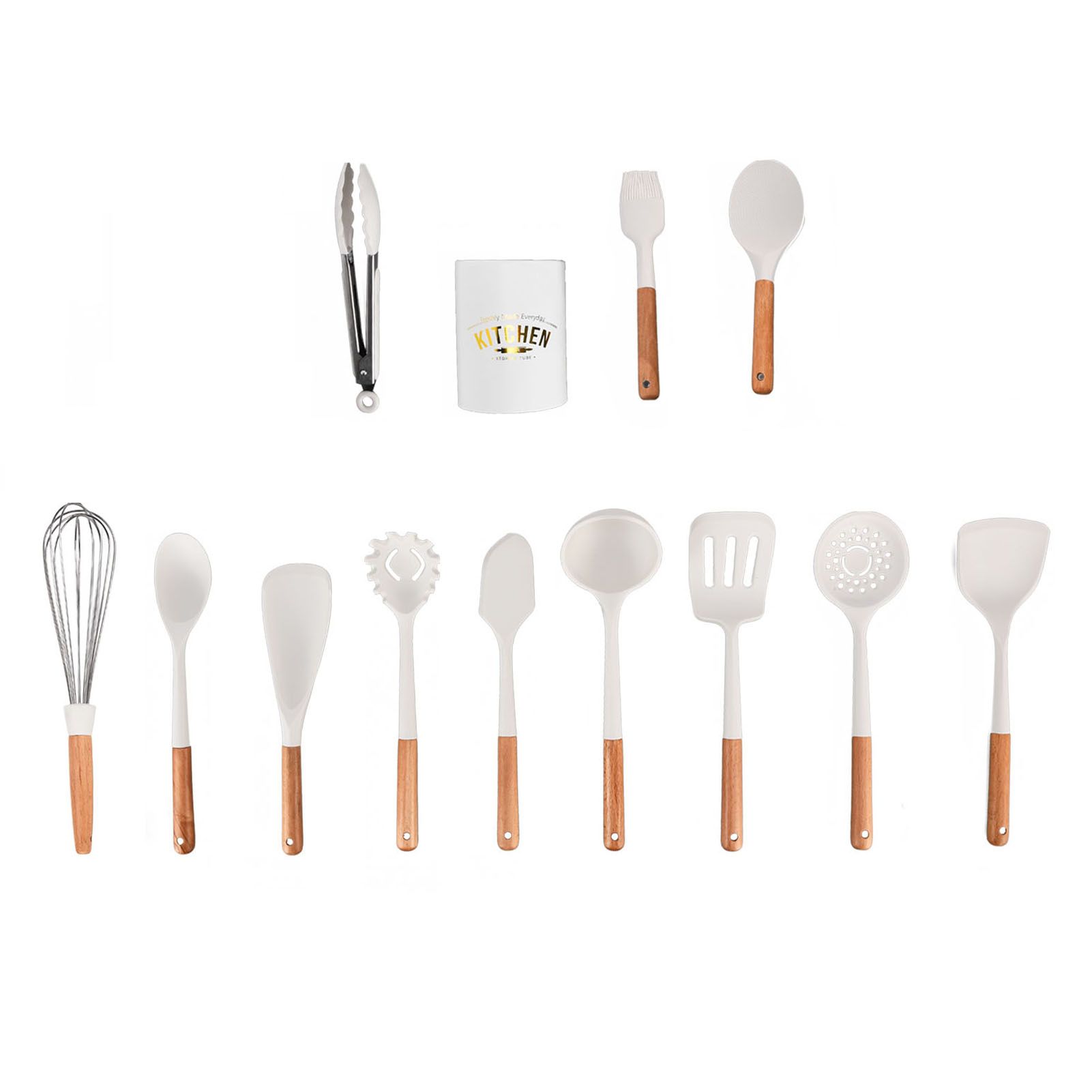 12Pcs Silicone Cooking Utensil Set White Nordic Minimalist Style NonStick Kitchenware Kit for Kitchen Gadgets - Image 1