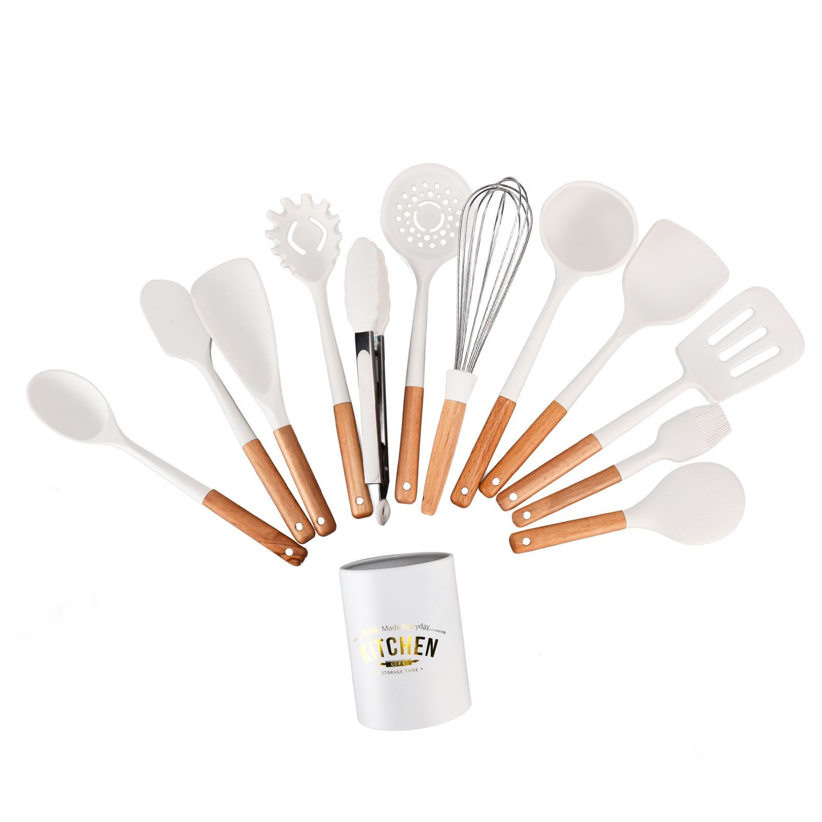 12Pcs Silicone Cooking Utensil Set White Nordic Minimalist Style NonStick Kitchenware Kit for Kitchen Gadgets - Image 2