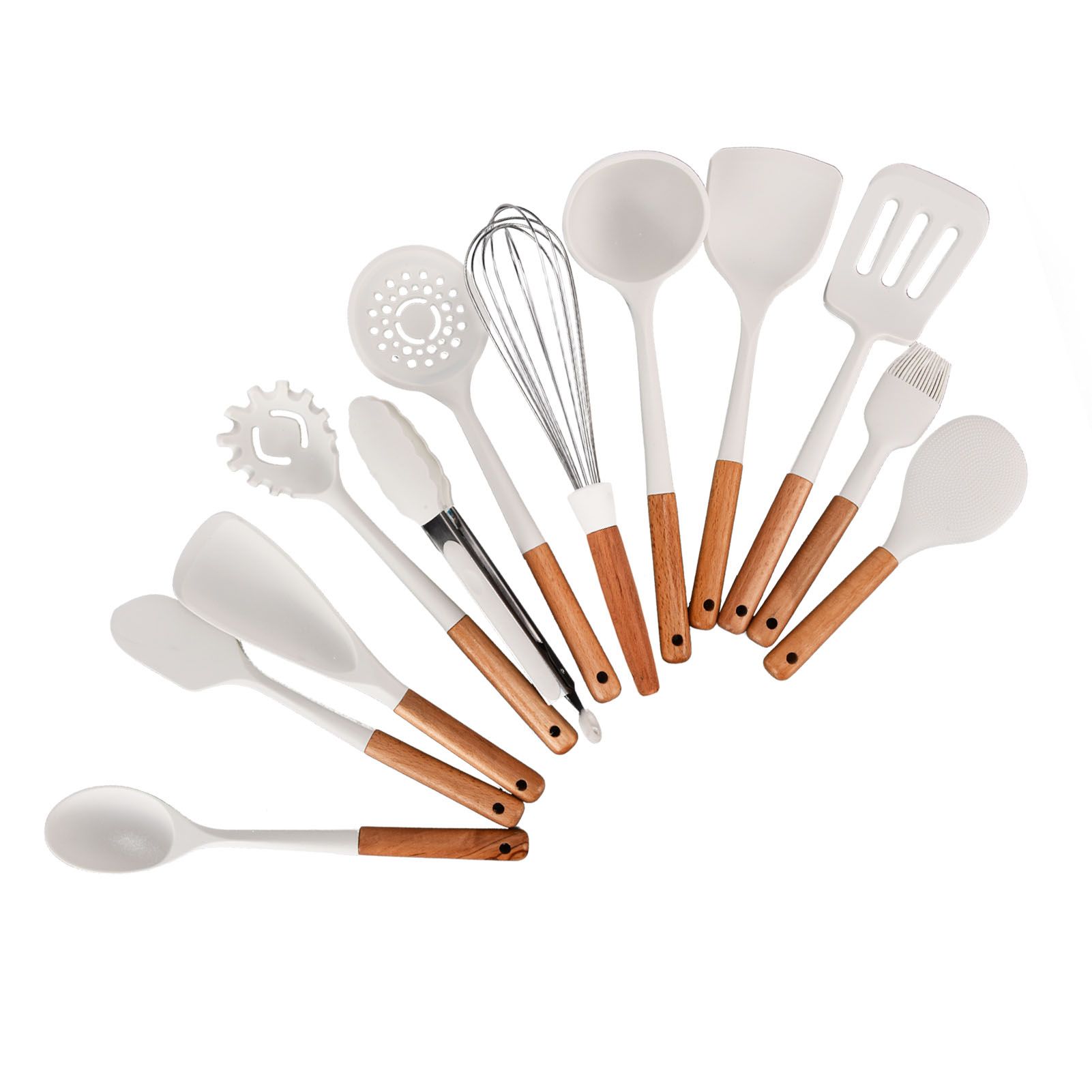 12Pcs Silicone Cooking Utensil Set White Nordic Minimalist Style NonStick Kitchenware Kit for Kitchen Gadgets - Image 4