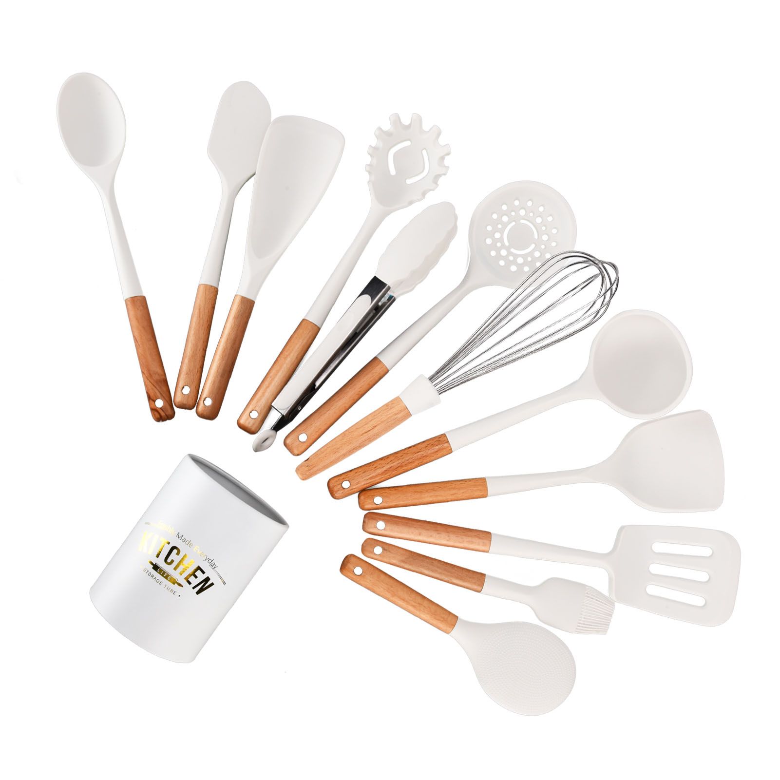 12Pcs Silicone Cooking Utensil Set White Nordic Minimalist Style NonStick Kitchenware Kit for Kitchen Gadgets - Image 8