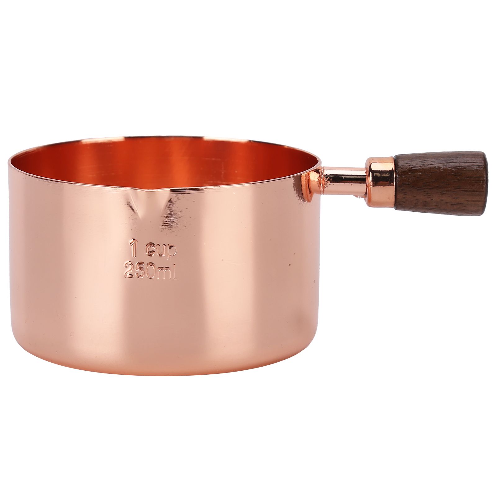 Sauce Pan Wooden Handle Rose Gold Stainless Steel Sauce Pot for Cooking Kitchen Ware1cup - Image 1