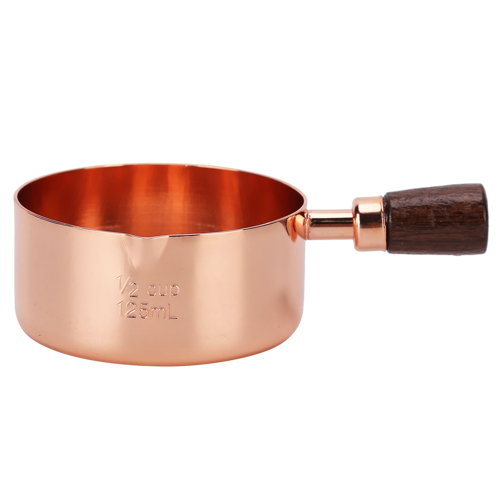 Sauce Pan Wooden Handle Rose Gold Stainless Steel Sauce Pot for Cooking Kitchen Ware1/2cup - Image 1