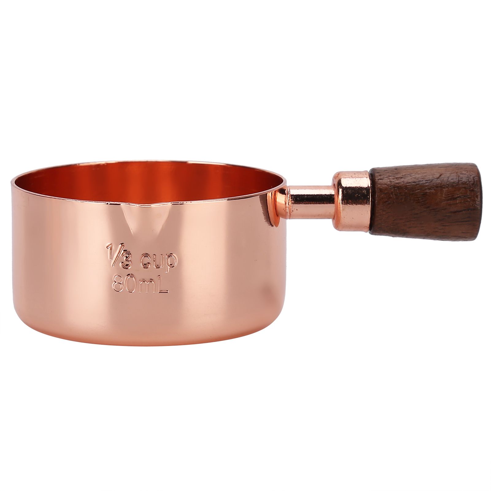 Sauce Pan Wooden Handle Rose Gold Stainless Steel Sauce Pot for Cooking Kitchen Ware1/3cup - Image 1