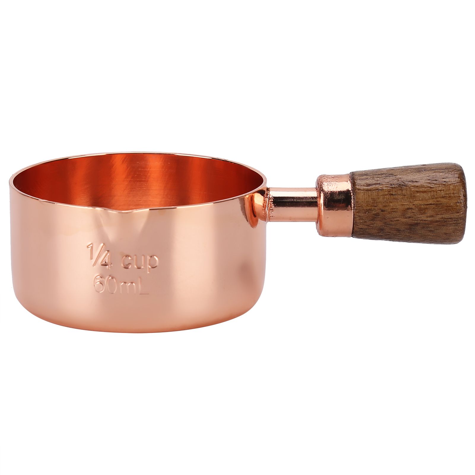 Sauce Pan Wooden Handle Rose Gold Stainless Steel Sauce Pot for Cooking Kitchen Ware1/4cup - Image 1