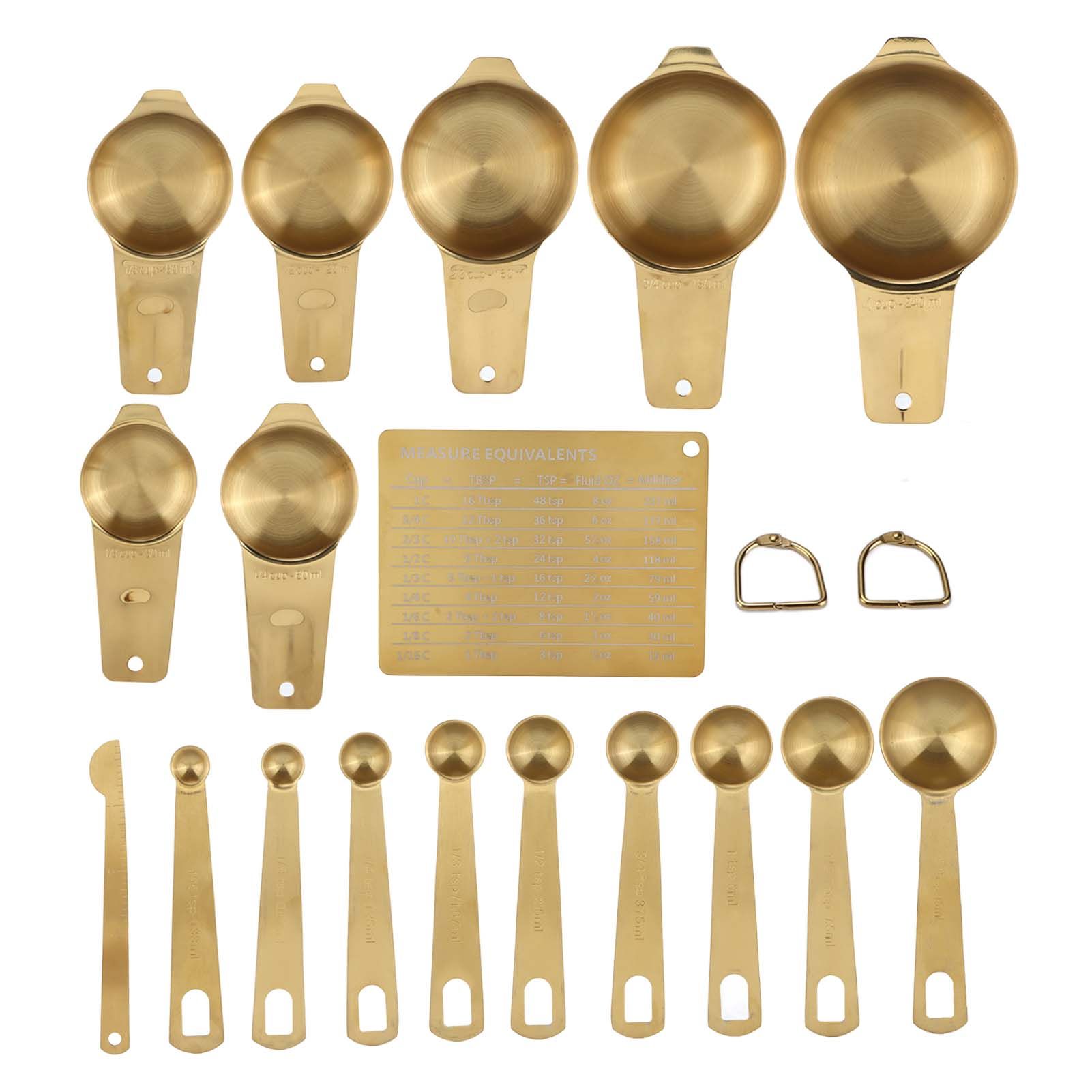 18PCS Measuring Cup Stainless Steel Gold Coffee Spoon Cup Set Baking Scale Measuring Scoop Cup Set - Image 1
