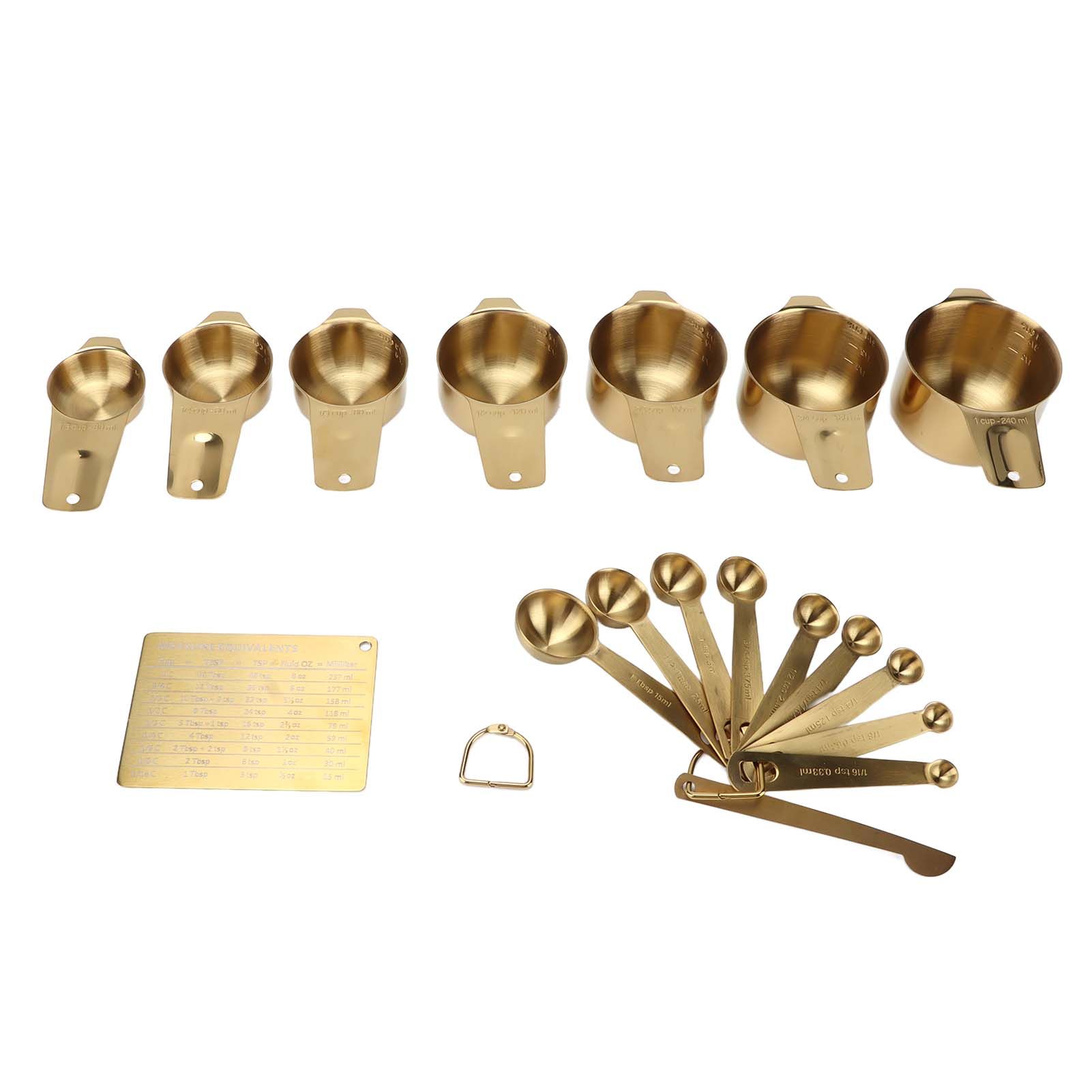 18PCS Measuring Cup Stainless Steel Gold Coffee Spoon Cup Set Baking Scale Measuring Scoop Cup Set - Image 2