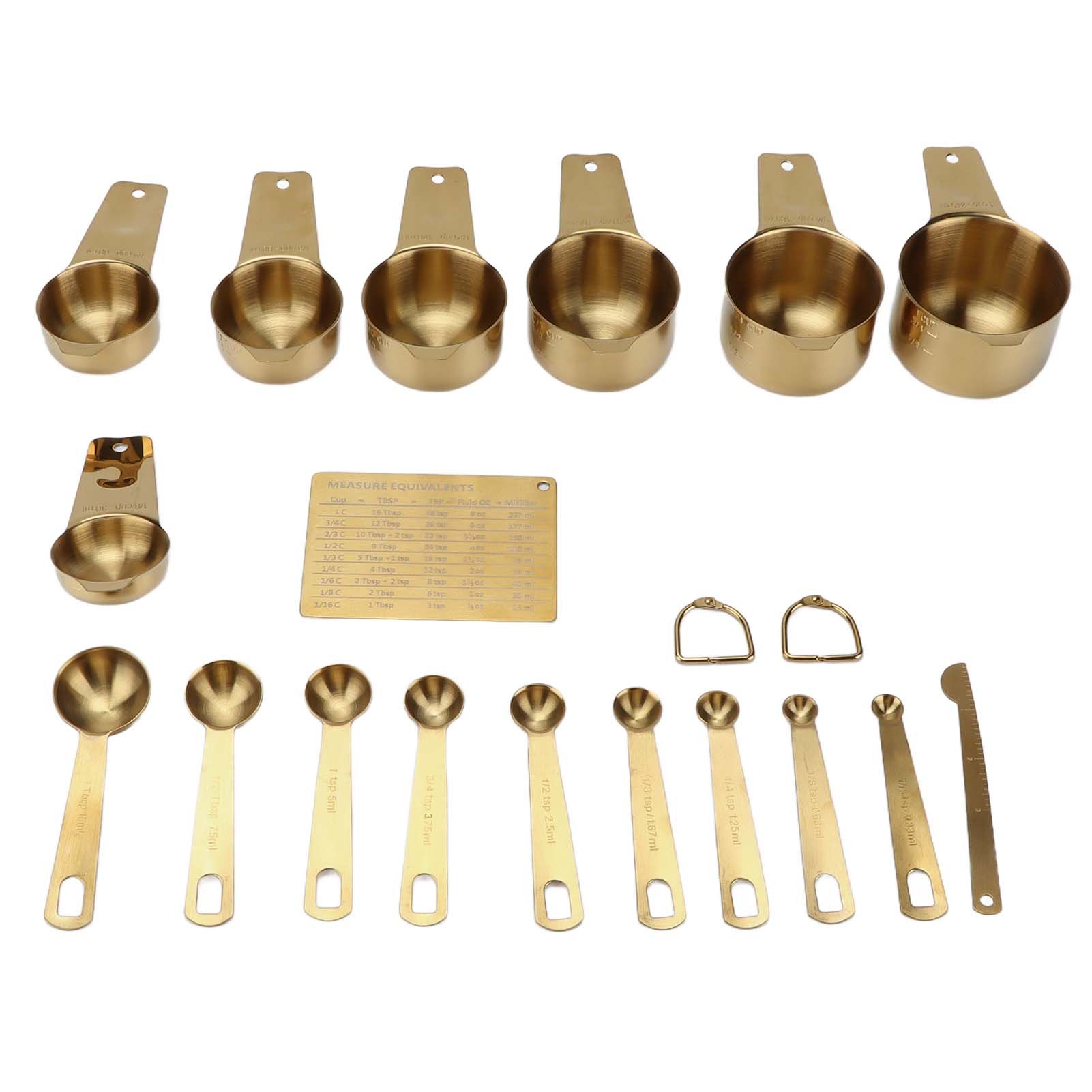 18PCS Measuring Cup Stainless Steel Gold Coffee Spoon Cup Set Baking Scale Measuring Scoop Cup Set - Image 3